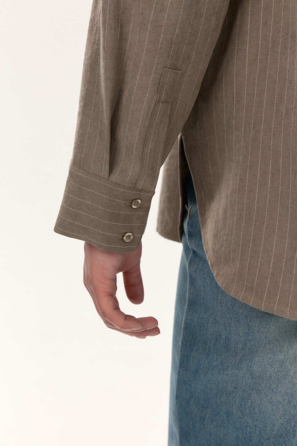 Рубашка в полоску с карманом - цвет зеленый - 6