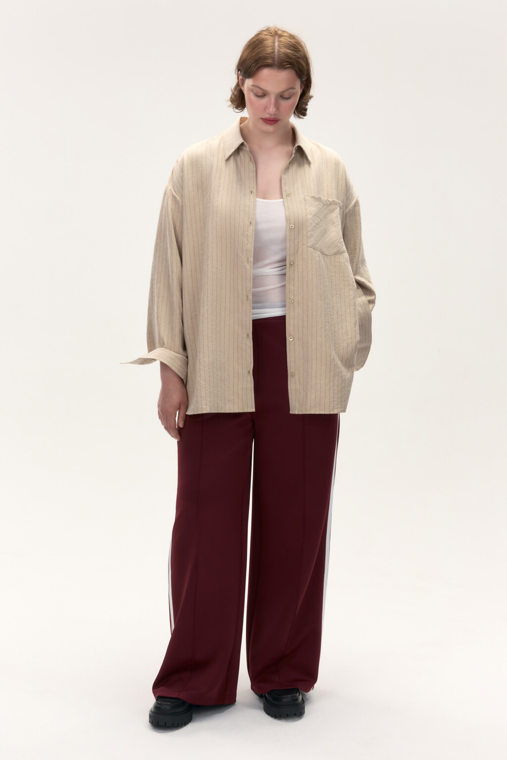 Рубашка в полоску с карманом - цвет бежевый - 5