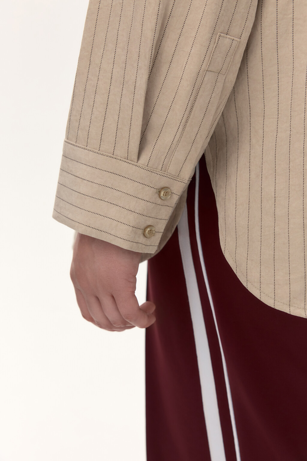 Рубашка в полоску с карманом - цвет бежевый - 7