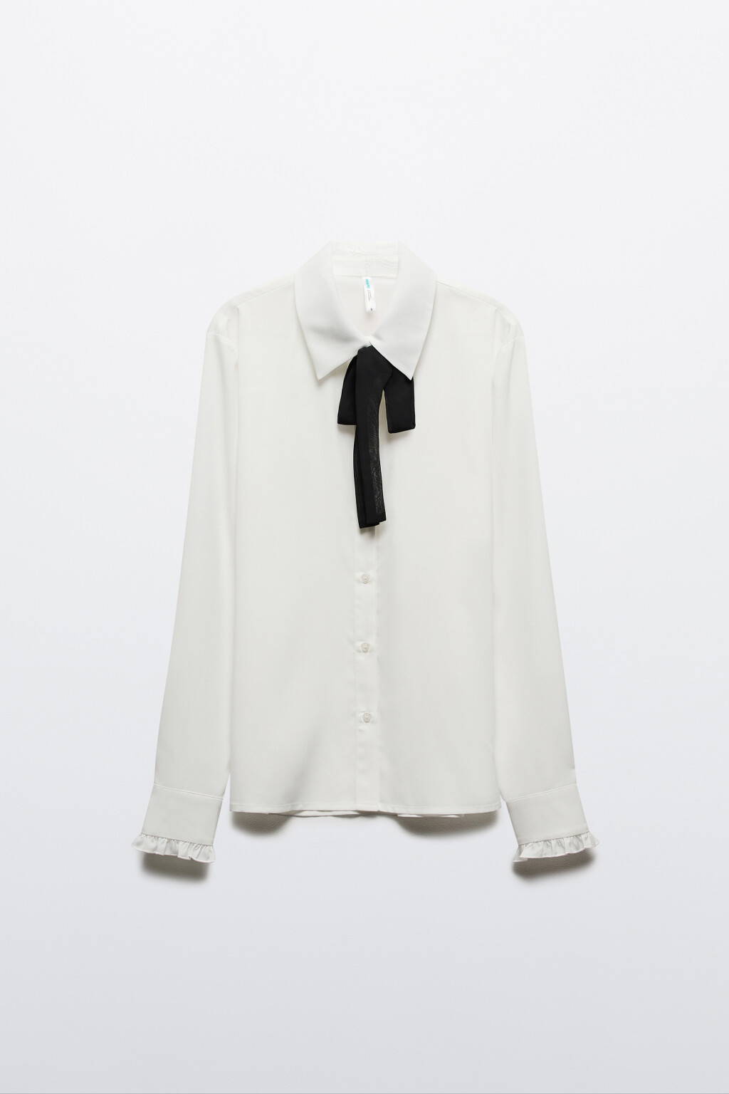 Блузка с галстуком и оборками на манжетах - цвет белый - 8
