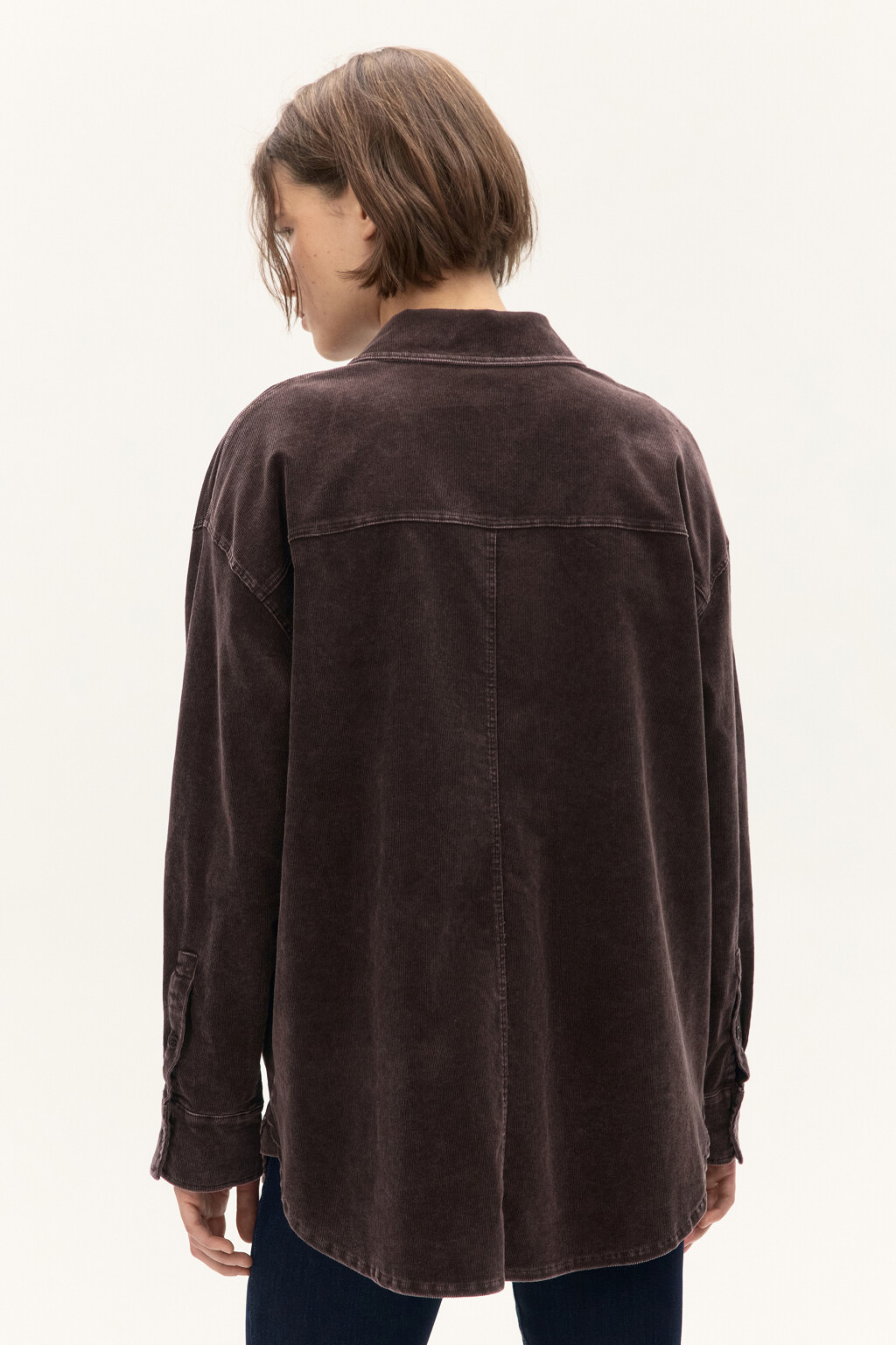 Рубашка oversize из вельвета - цвет коричневый - 3