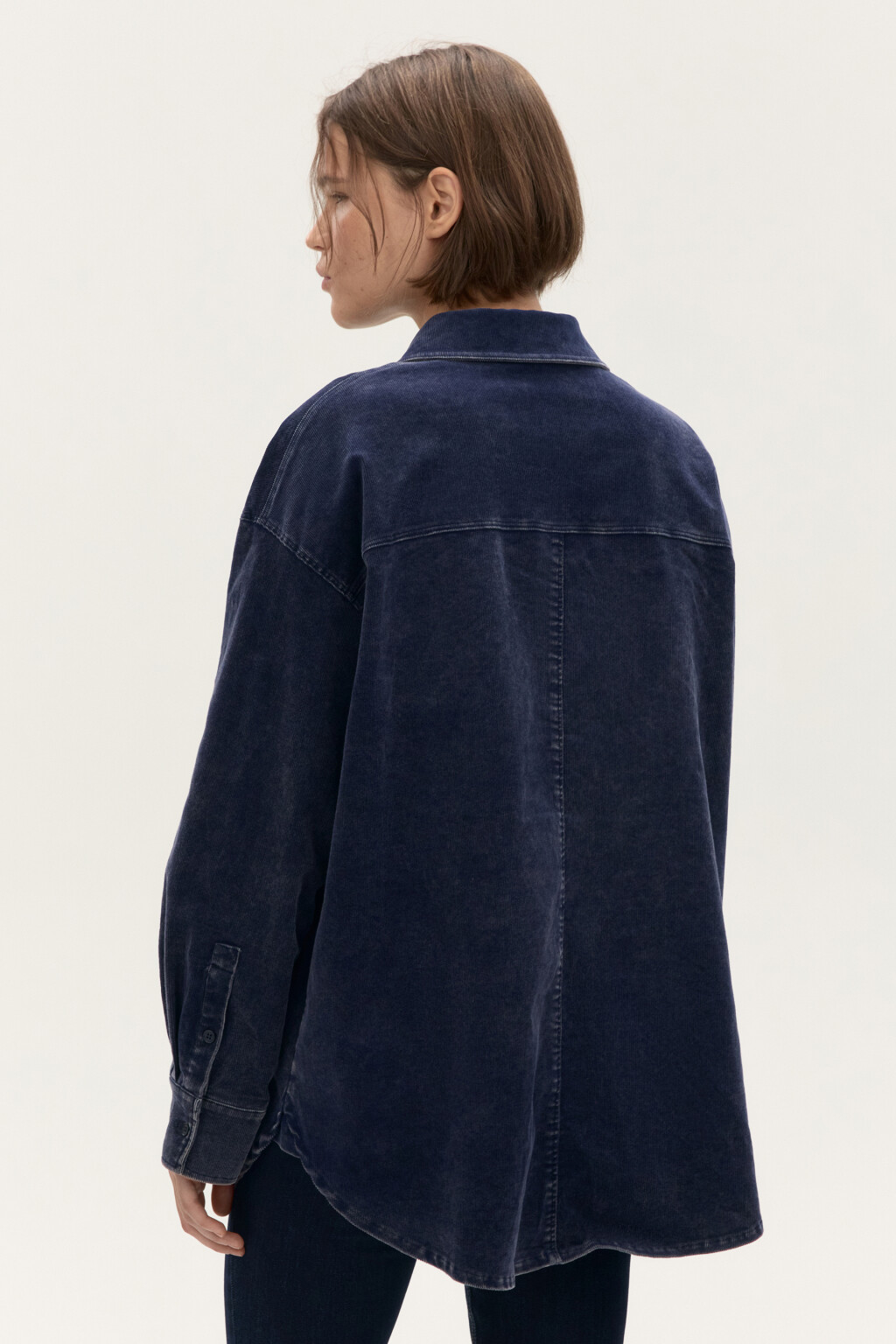 Рубашка oversize из вельвета - цвет синий - 4