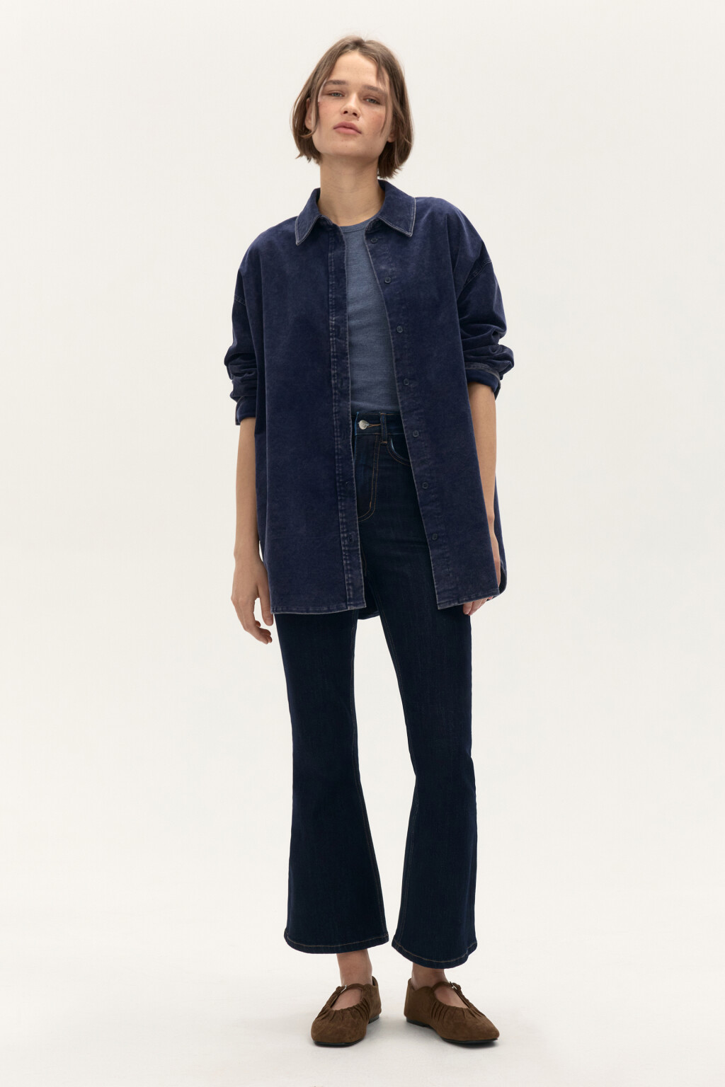 Рубашка oversize из вельвета - цвет синий - 5
