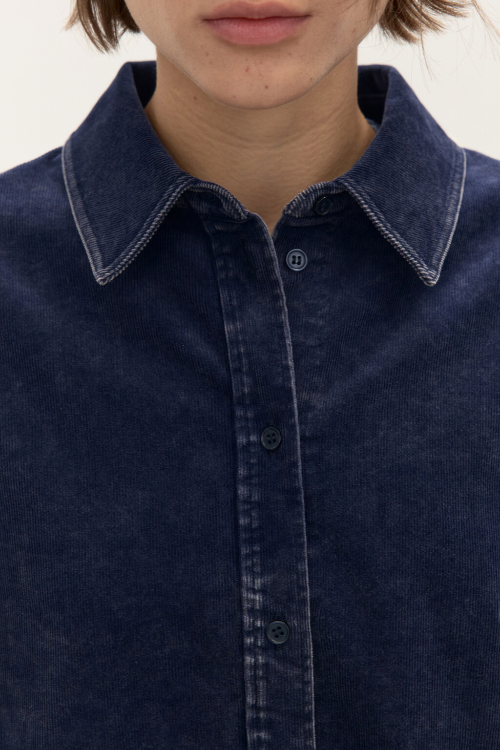 Рубашка oversize из вельвета - цвет синий - 6