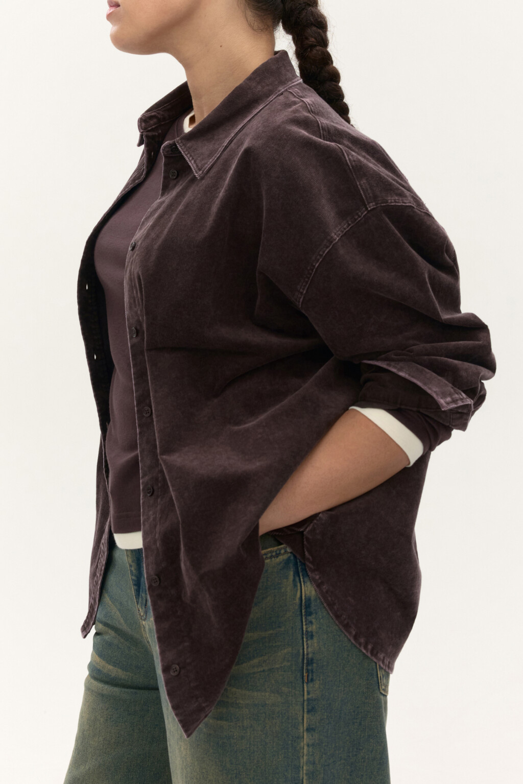 Рубашка oversize из вельвета - цвет коричневый - 2