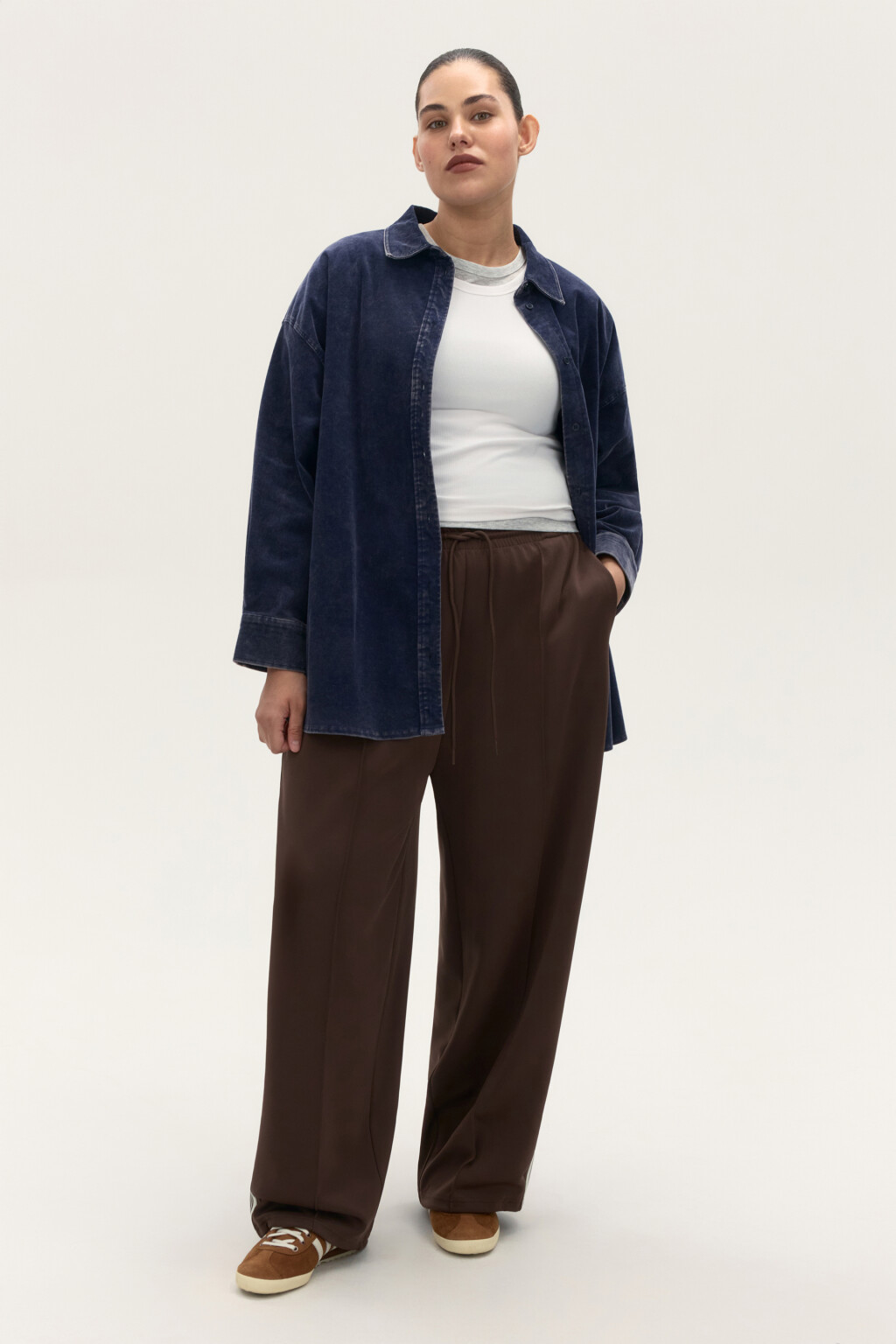 Рубашка oversize из вельвета - цвет синий - 5