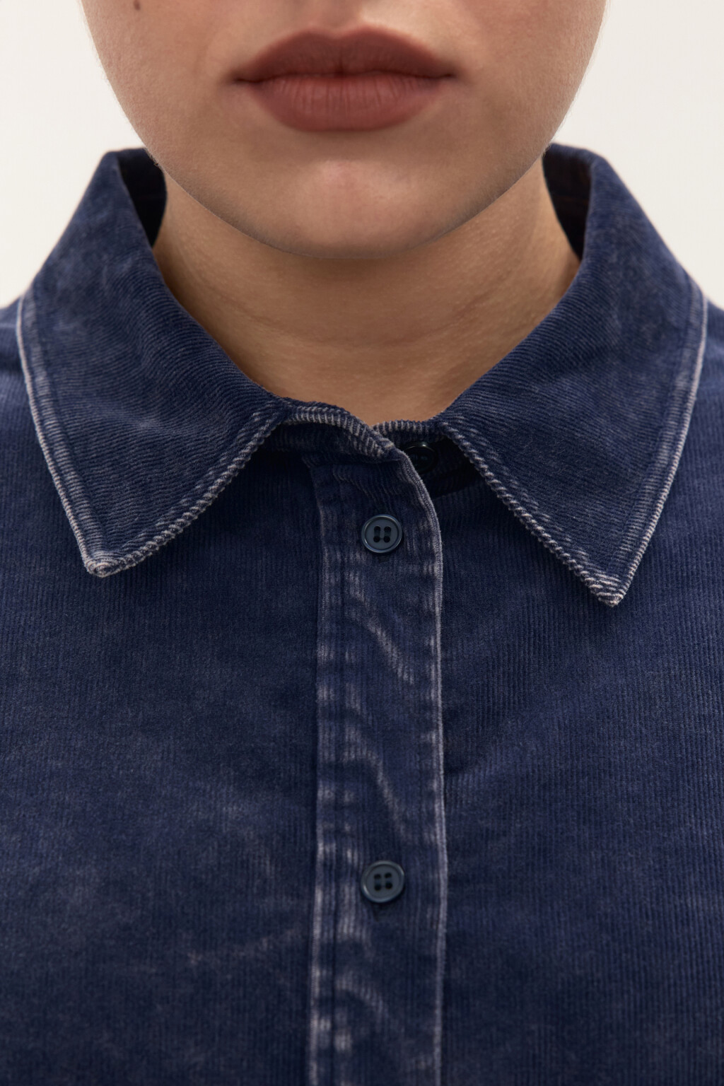 Рубашка oversize из вельвета - цвет синий - 6