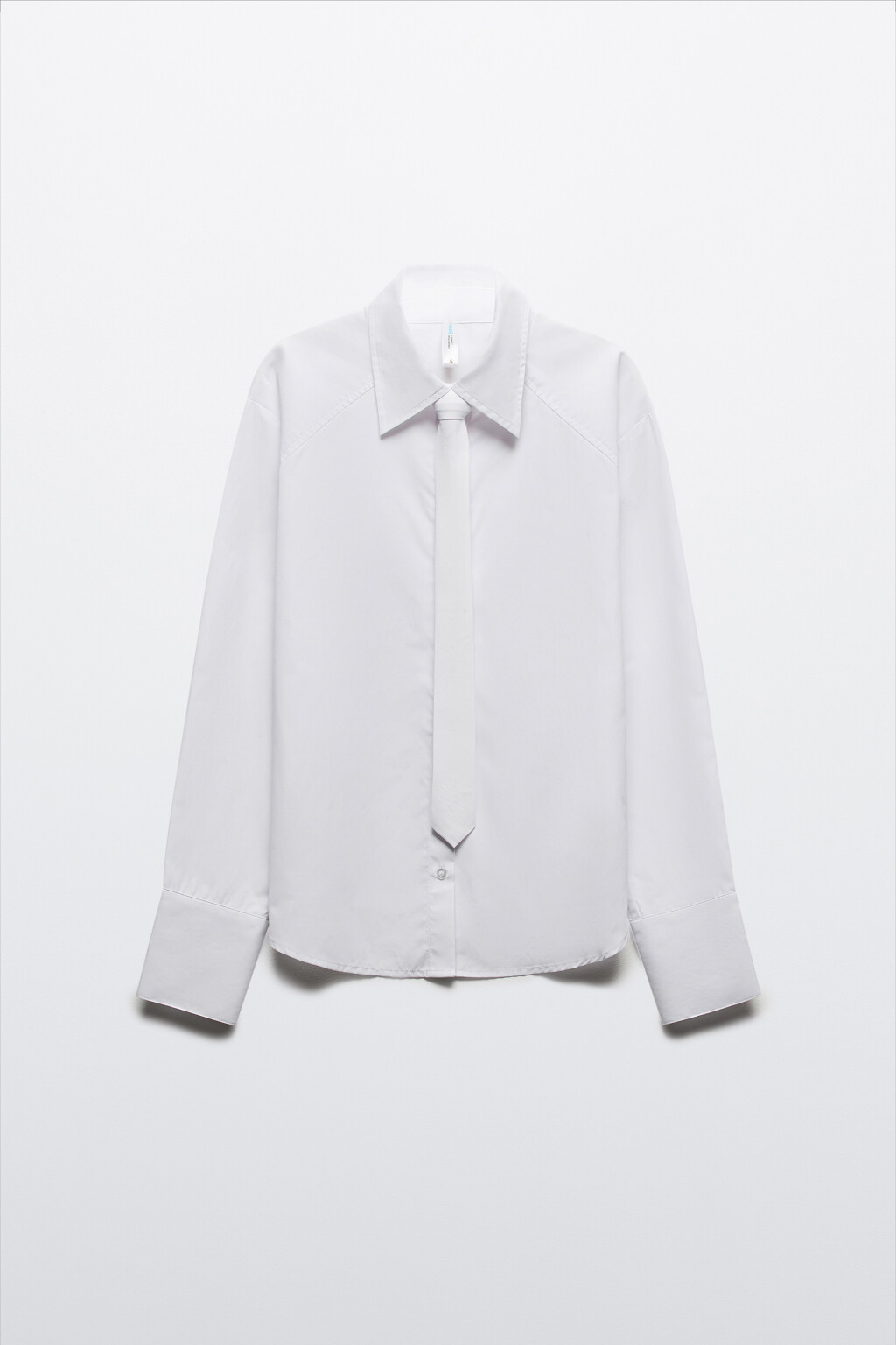 Блузка-рубашка прямая с галстуком - цвет белый - 8