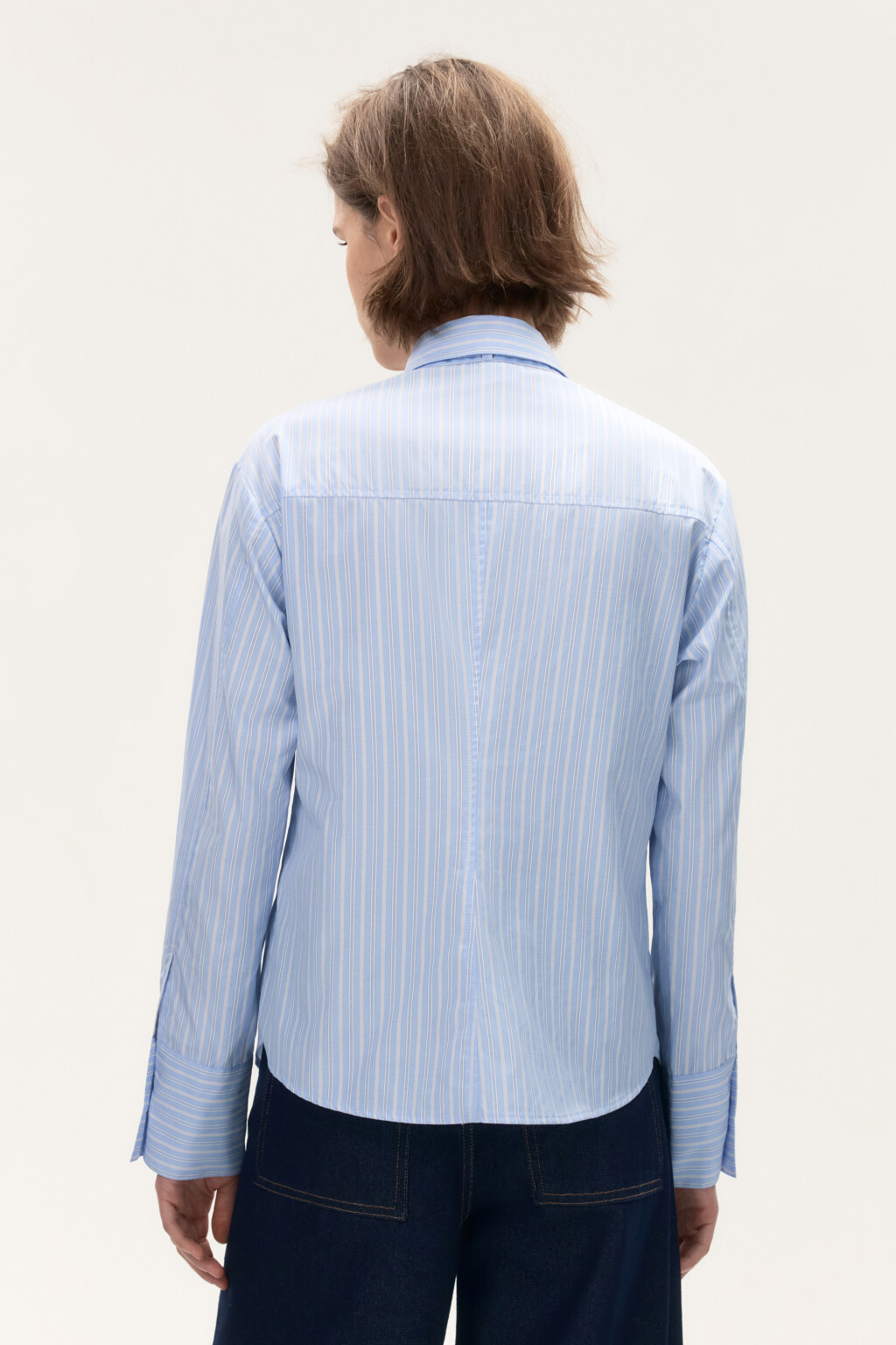 Блузка-рубашка прямая с галстуком - цвет голубой - 4