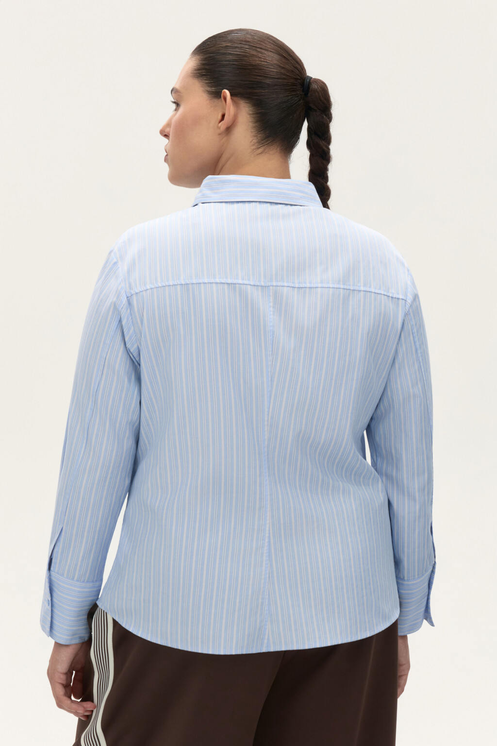 Блузка-рубашка прямая с галстуком - цвет голубой - 3