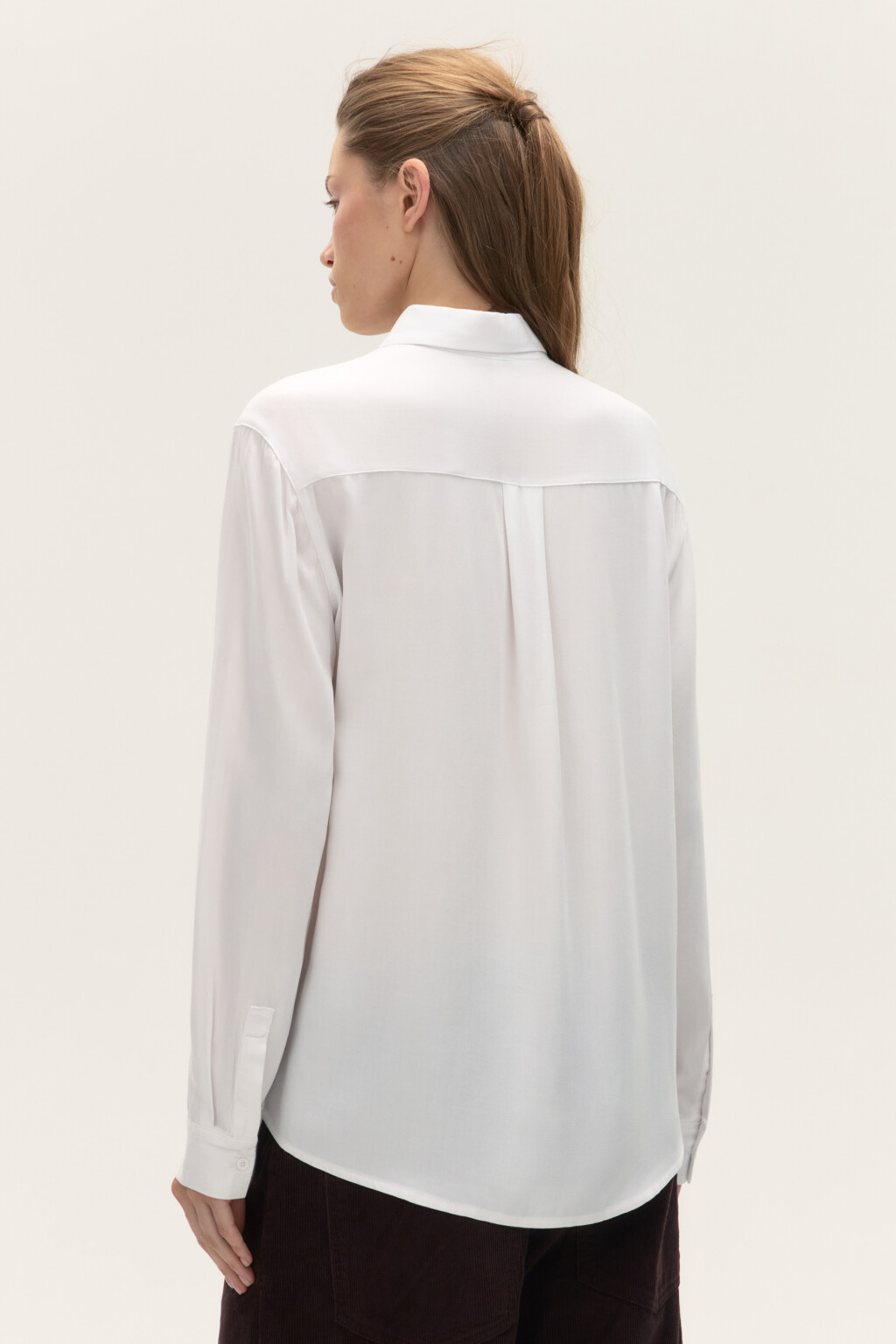Блузка-рубашка классическая из вискозы - цвет белый - 3