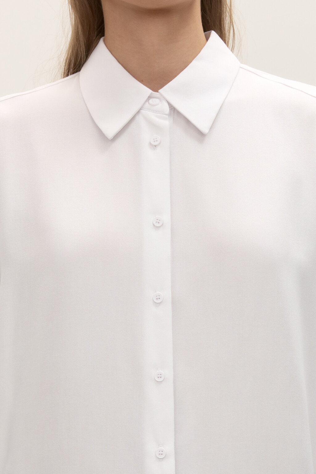 Блузка-рубашка классическая из вискозы - цвет белый - 5
