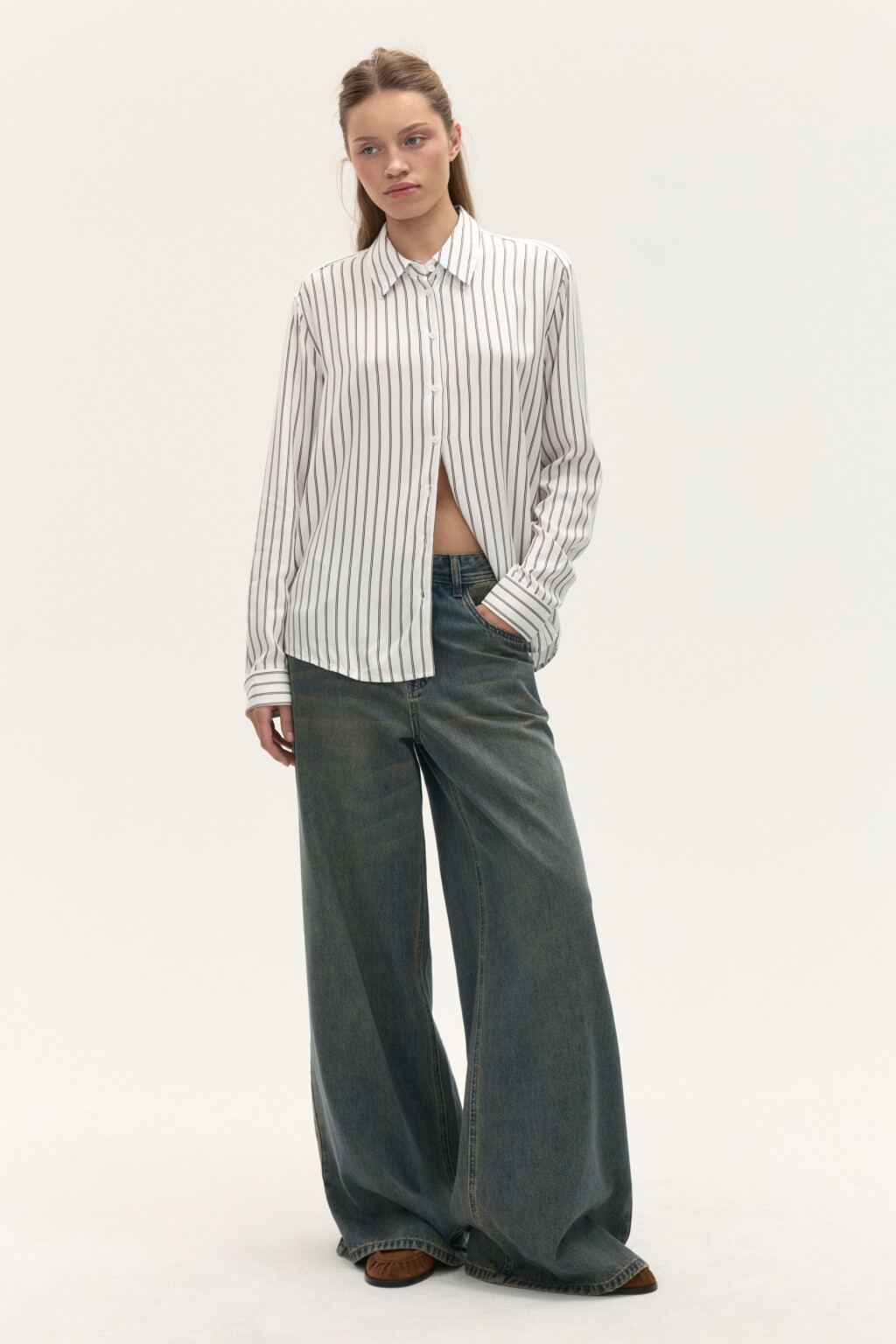 Блузка-рубашка классическая из вискозы - цвет белый - 5