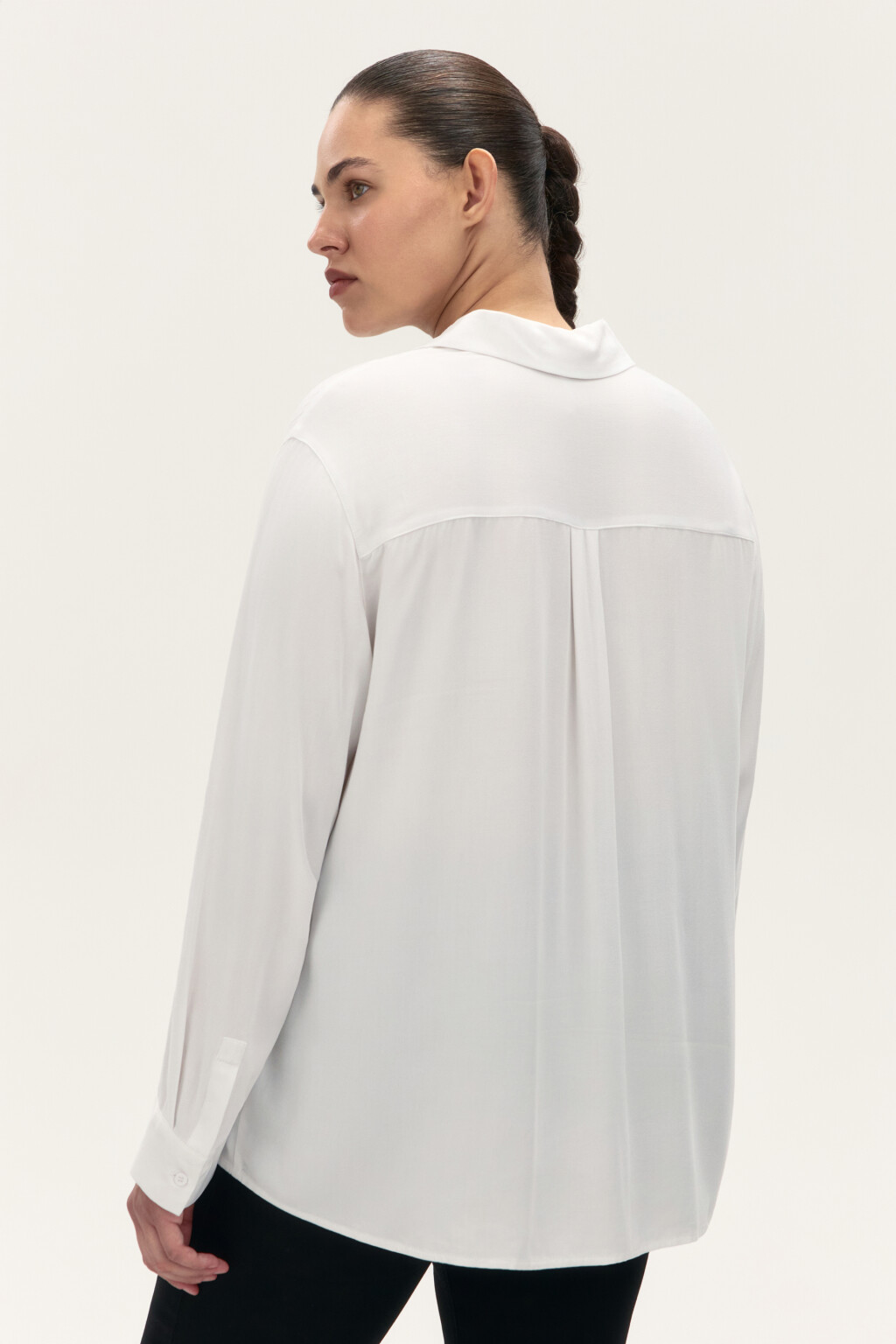 Блузка-рубашка классическая из вискозы - цвет белый - 3