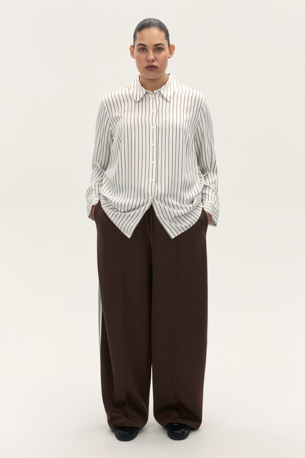 Блузка-рубашка классическая из вискозы - цвет белый - 4