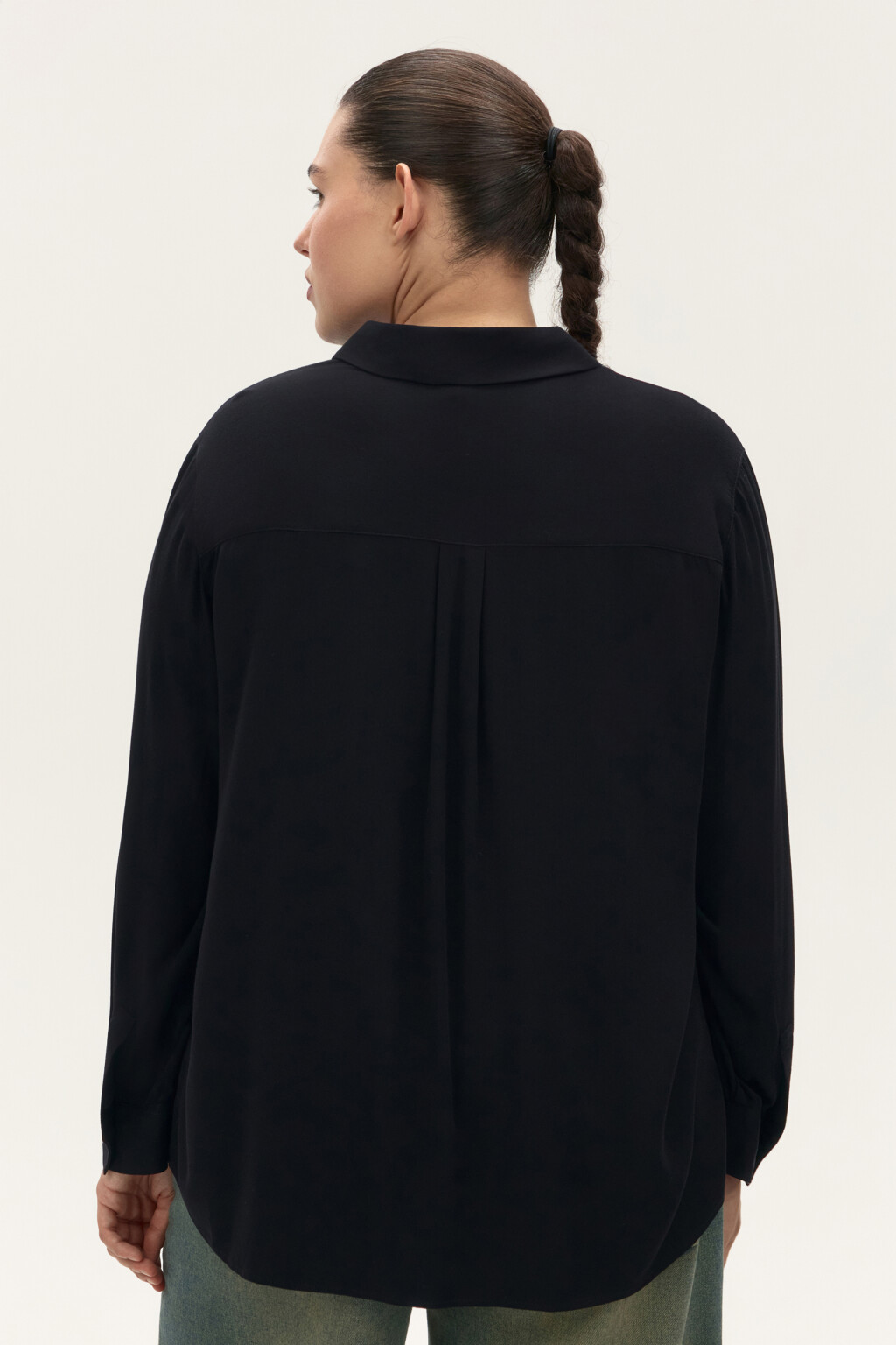 Блузка-рубашка классическая из вискозы - цвет черный - 3