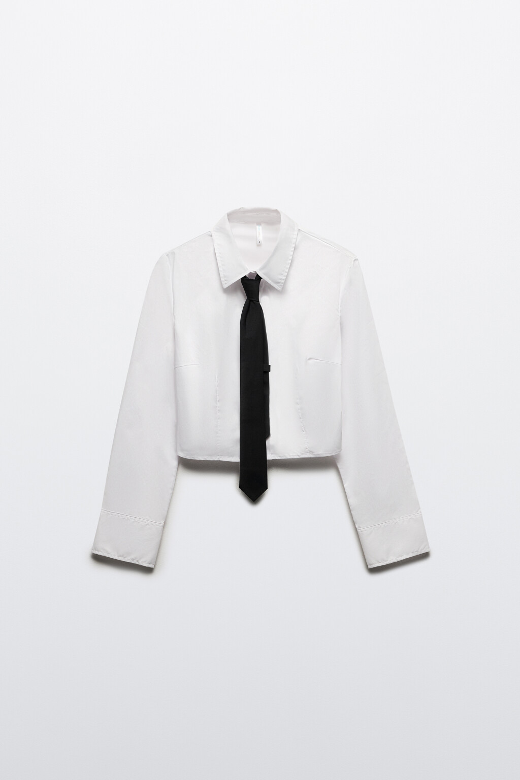 Рубашка укороченная с галстуком - цвет белый - 7