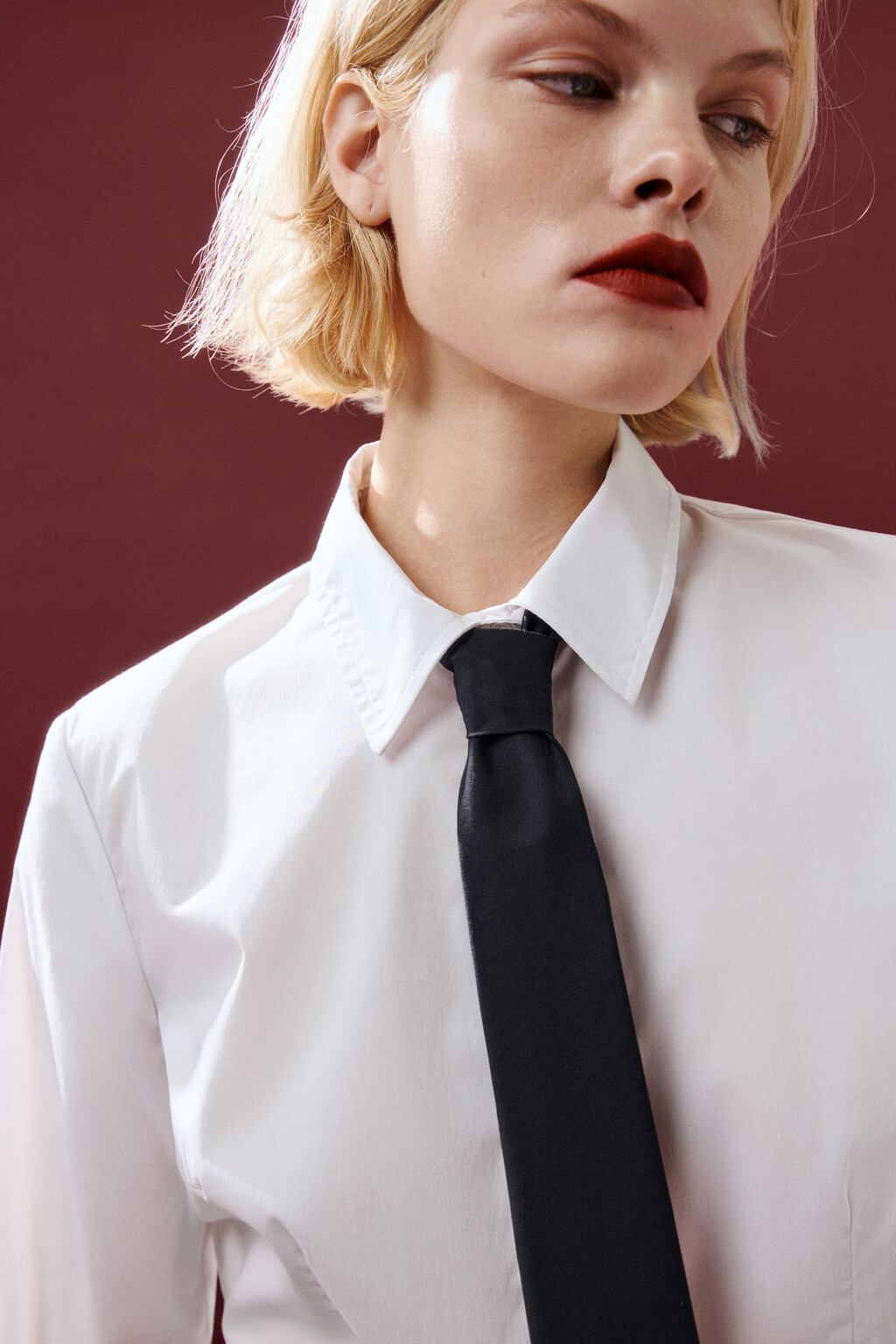 Рубашка укороченная с галстуком - цвет белый - 6