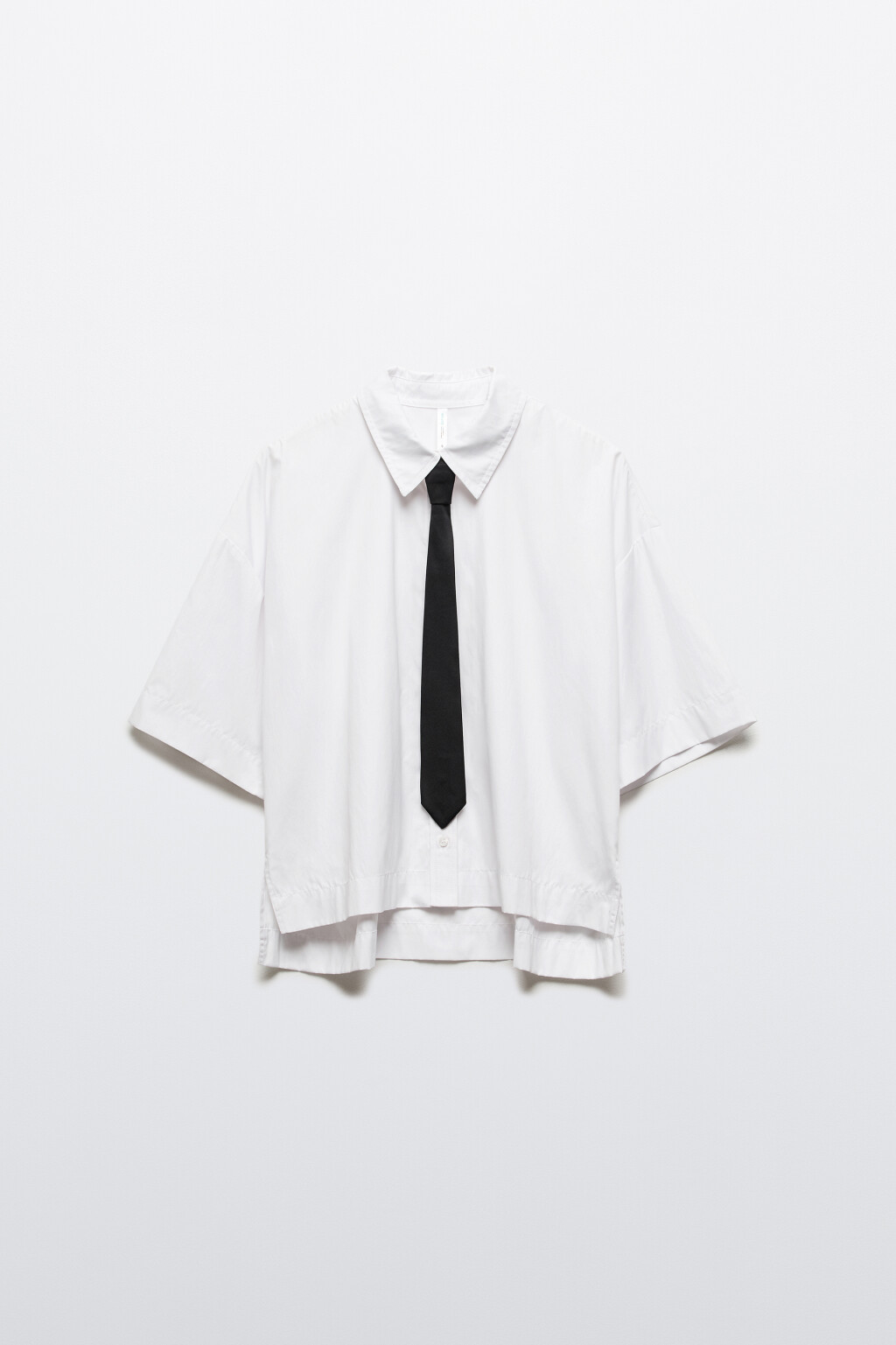 Рубашка oversize с галстуком - цвет белый - 7