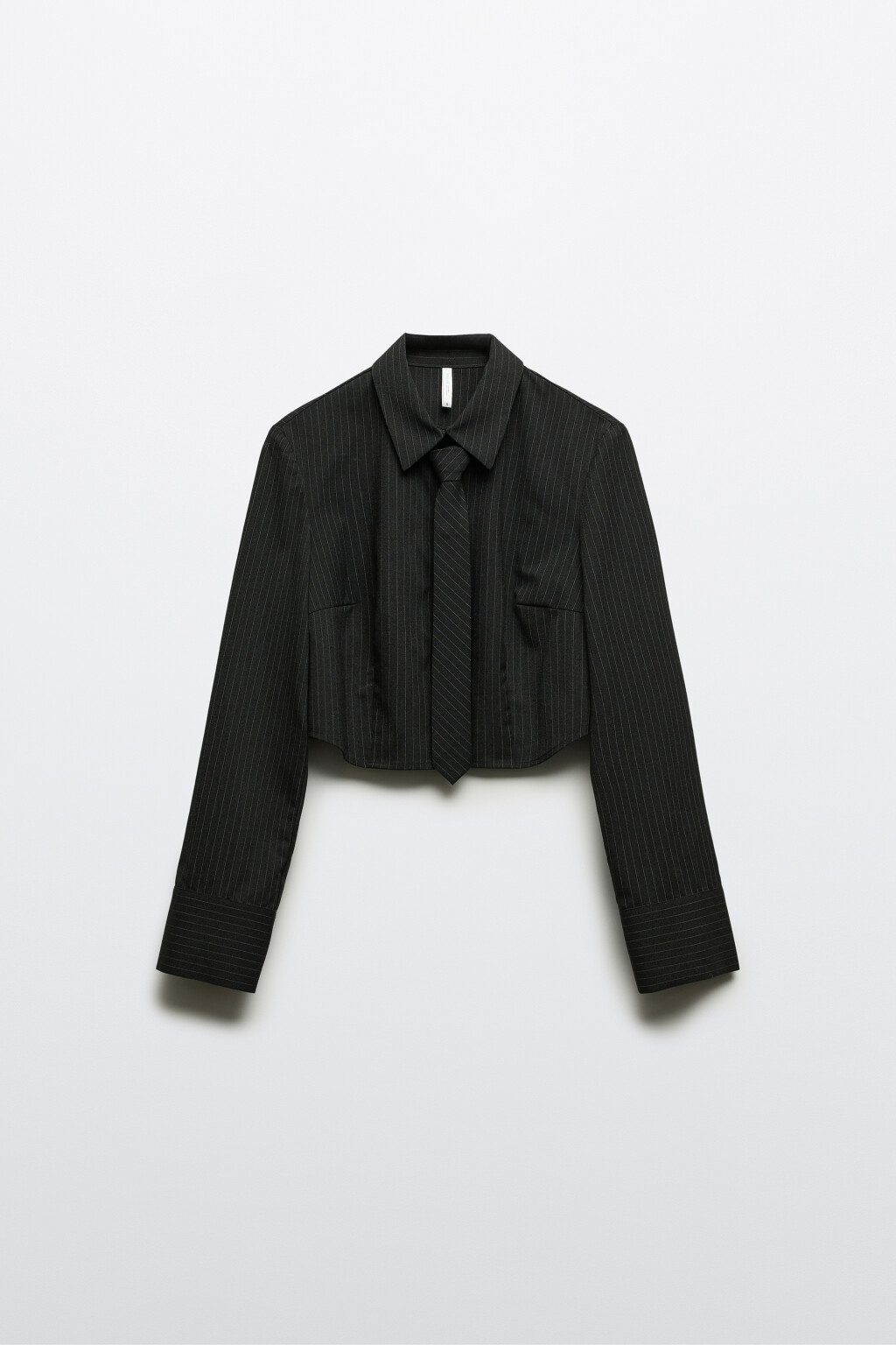 Рубашка укороченная с галстуком - цвет серый - 8