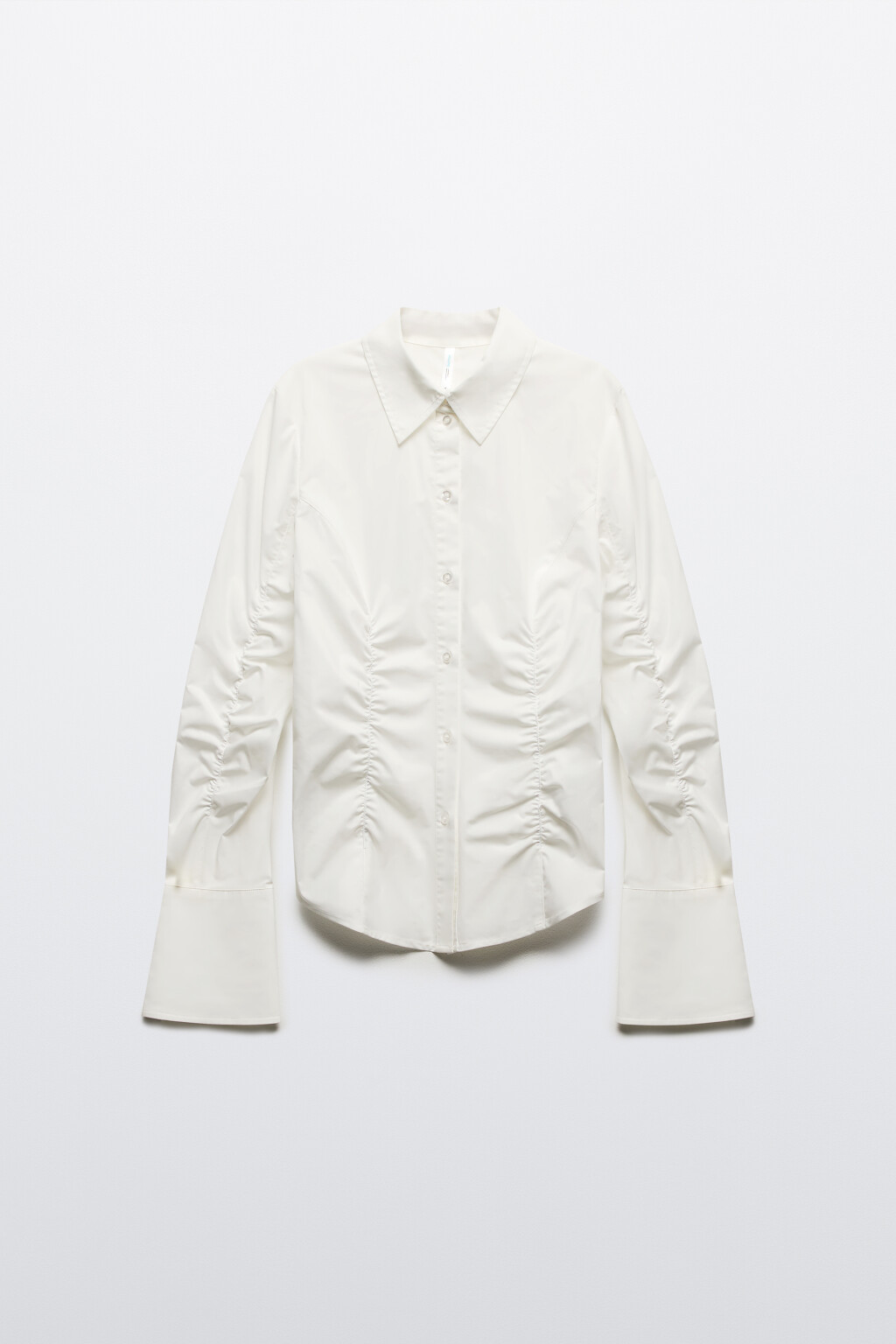 Блузка приталенная со сборками - цвет белый - 7