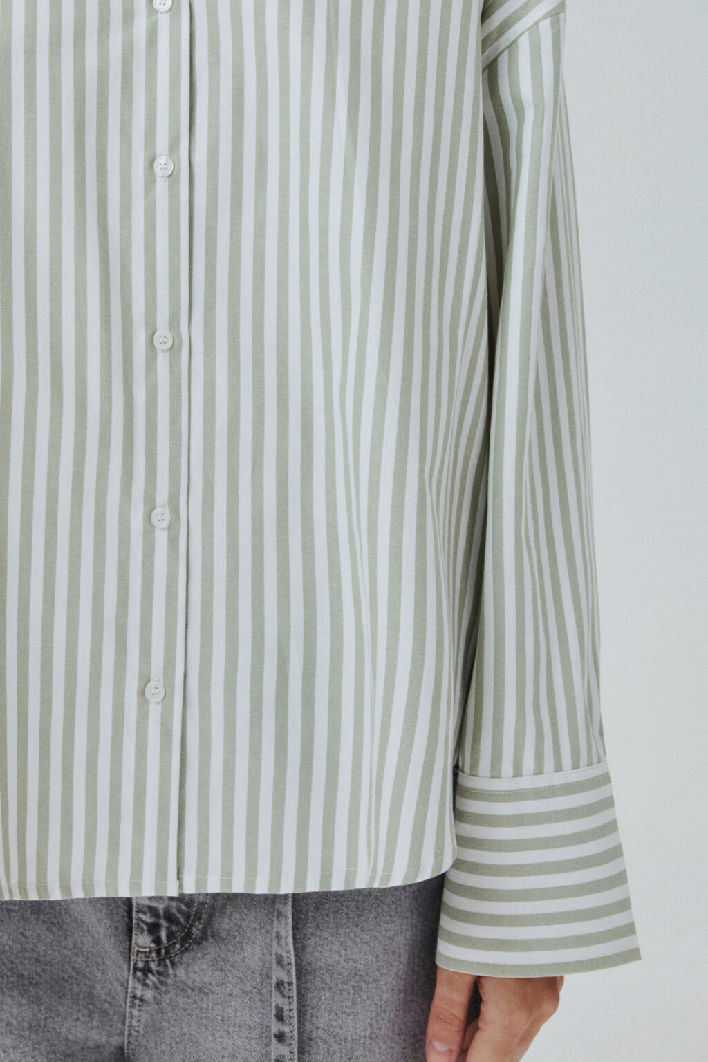 Блузка-рубашка в полоску - цвет зеленый - 5