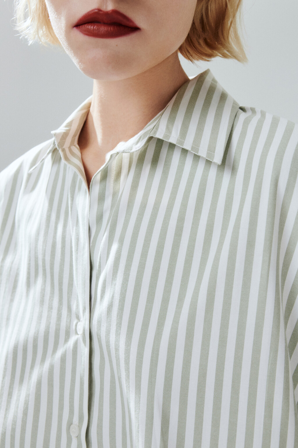 Блузка-рубашка в полоску - цвет зеленый - 6