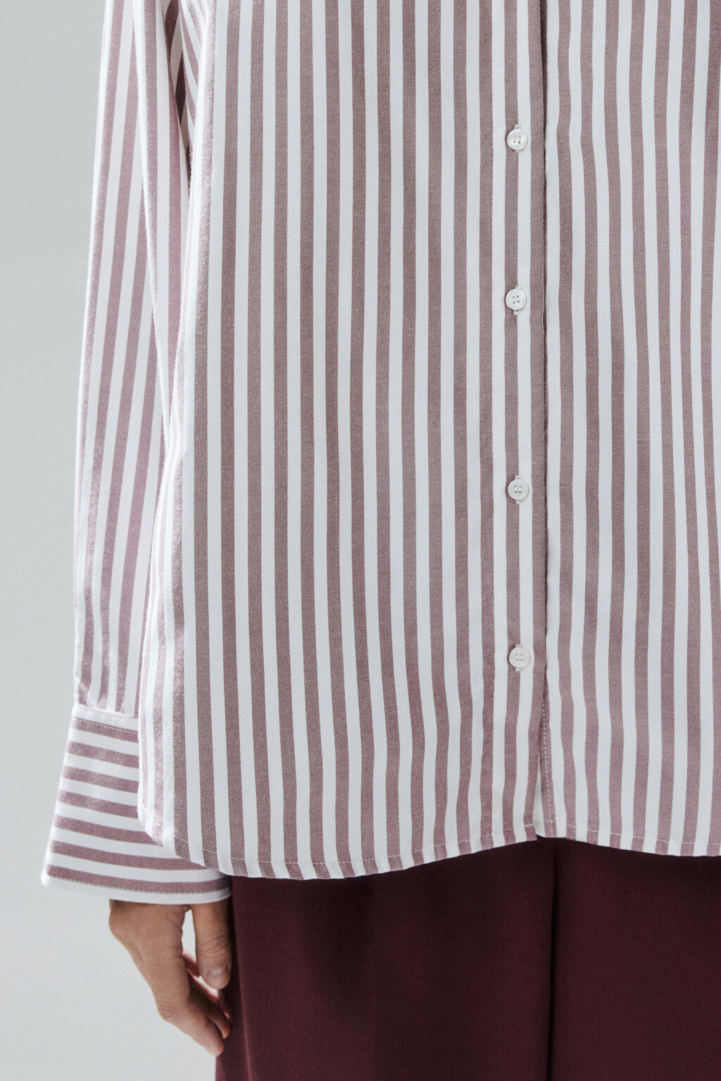 Блузка-рубашка в полоску - цвет бордовый - 6