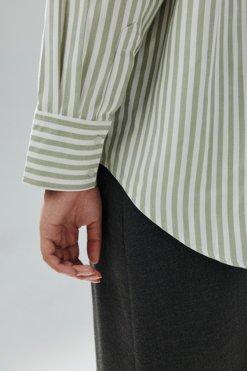 Блузка-рубашка в полоску - цвет зеленый - 6