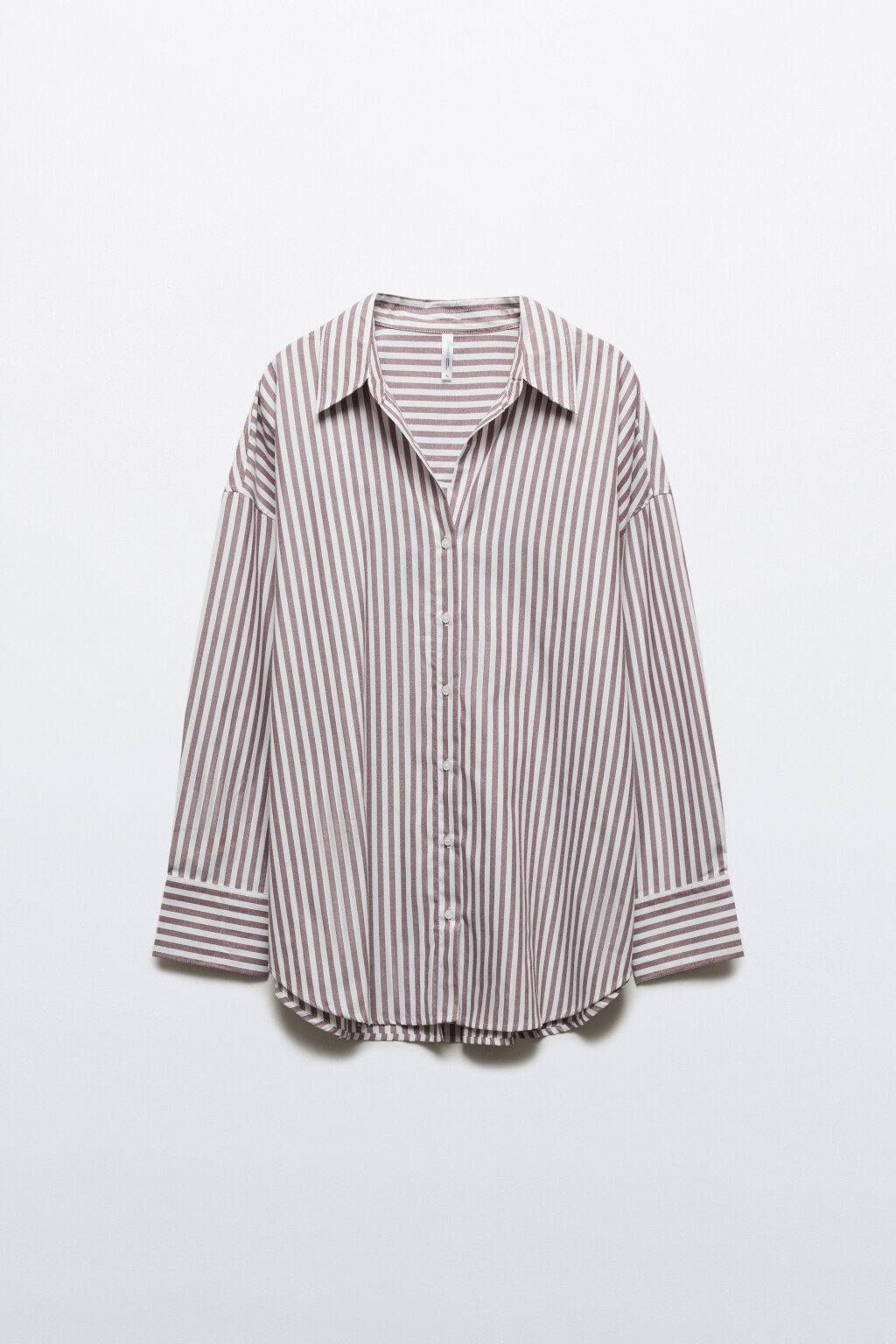 Блузка-рубашка в полоску - цвет бордовый - 8