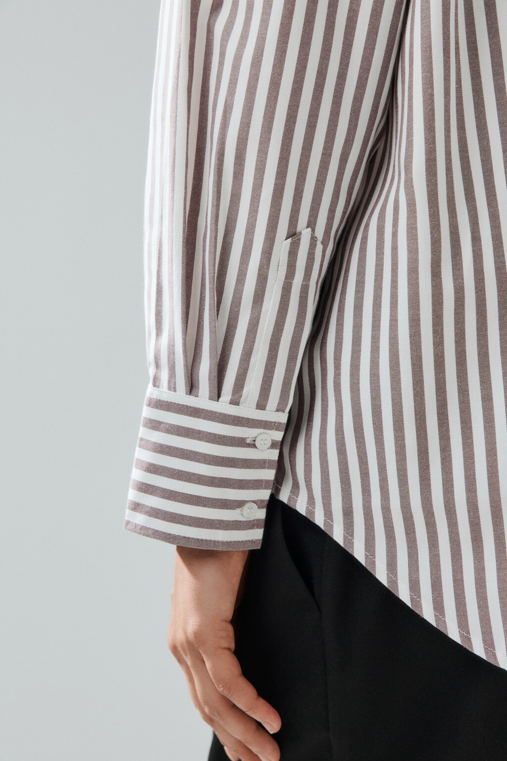 Блузка-рубашка в полоску - цвет бордовый - 7