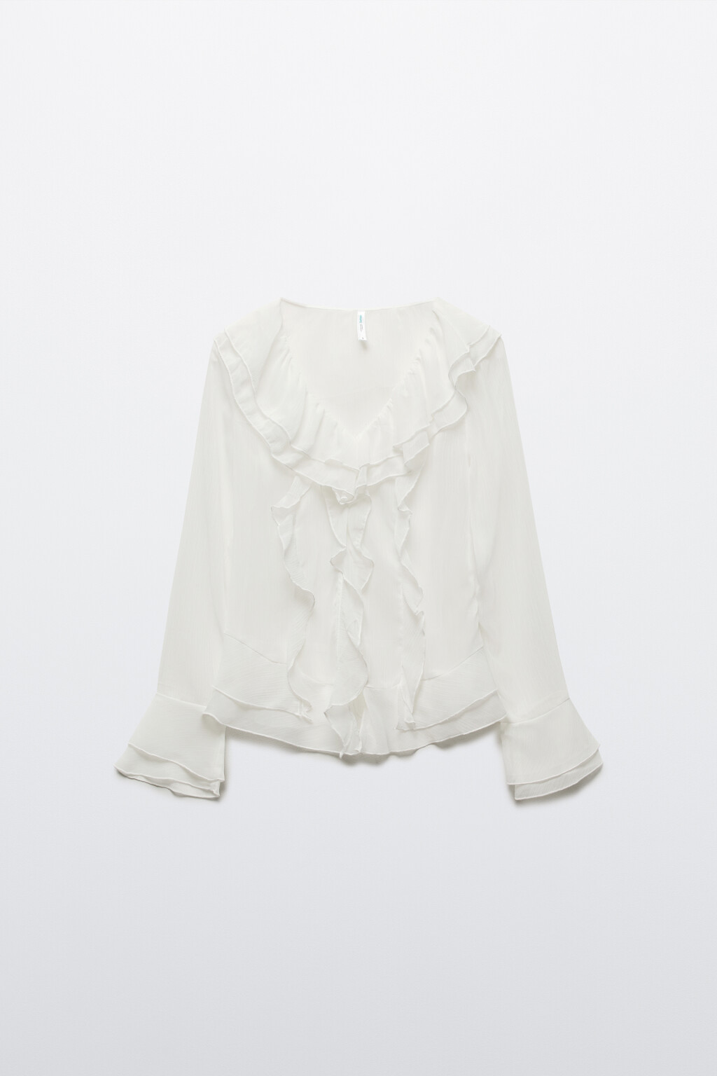 Блузка шифоновая с воланами - цвет молочный - 7