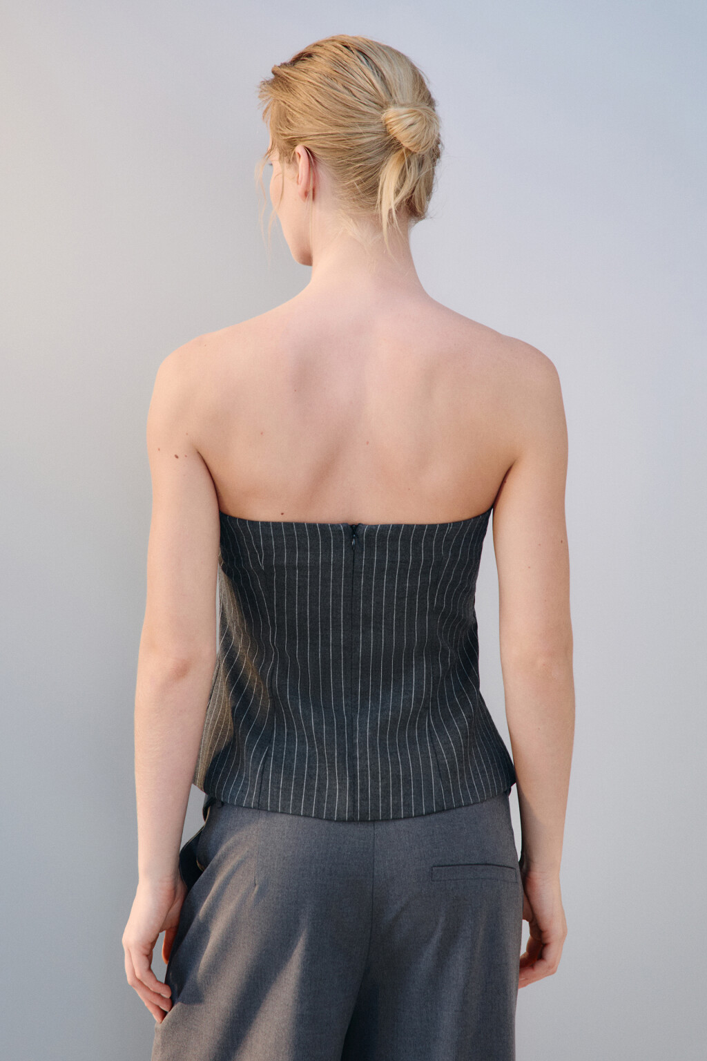 Топ-корсет костюмный в полоску - цвет черный - 4