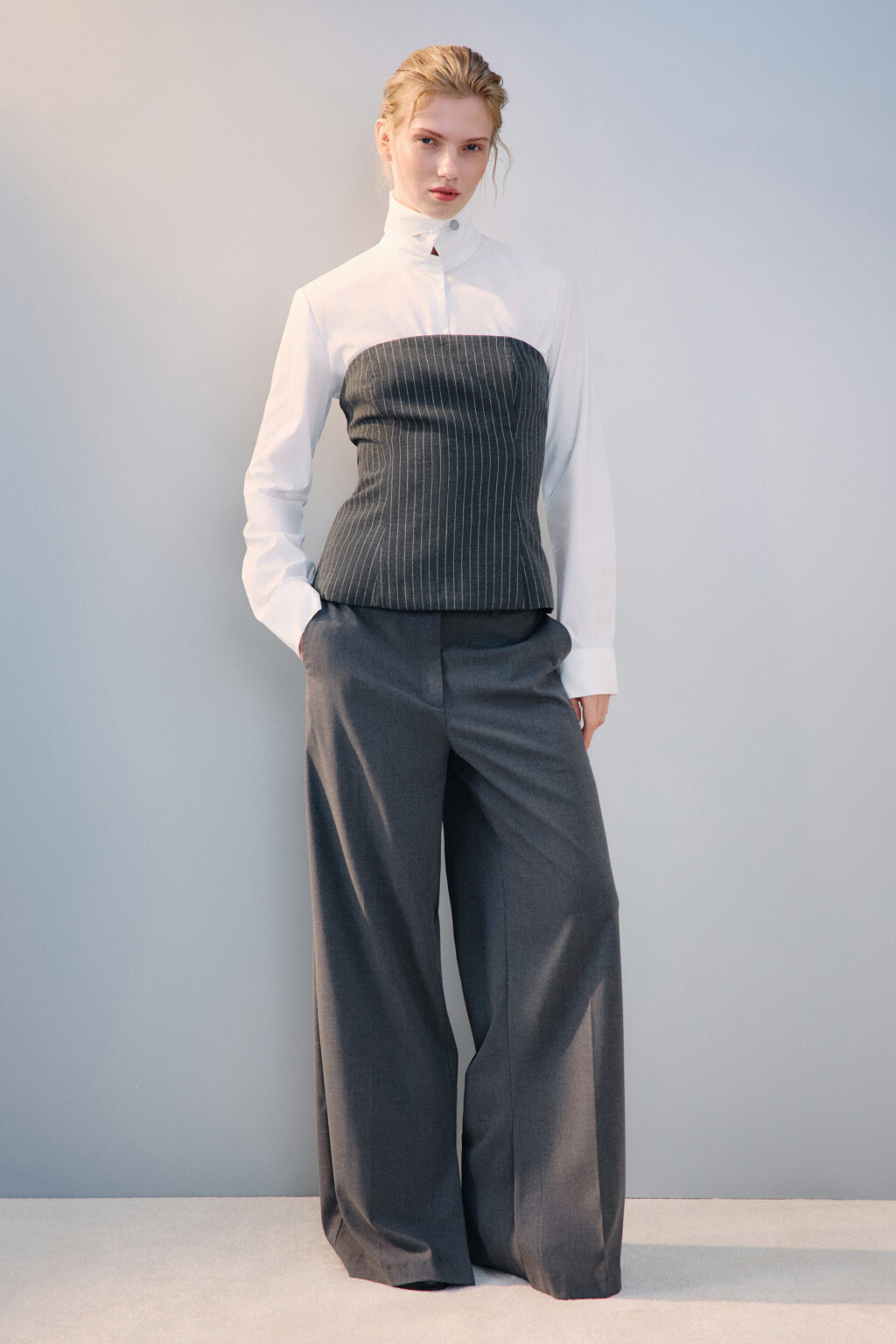 Топ-корсет костюмный в полоску - цвет черный - 5