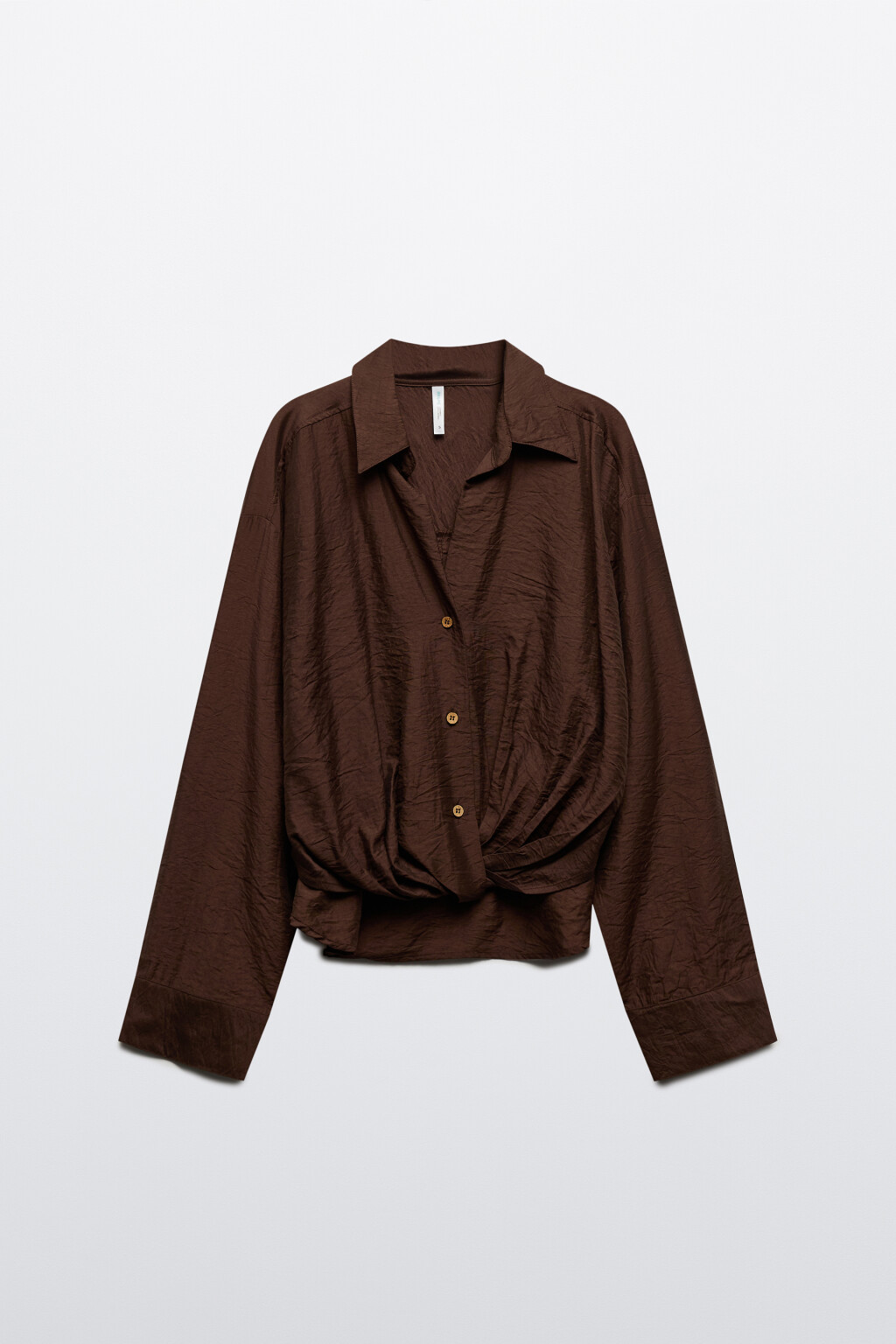 Блузка из вискозы с завязками - цвет коричневый - 8