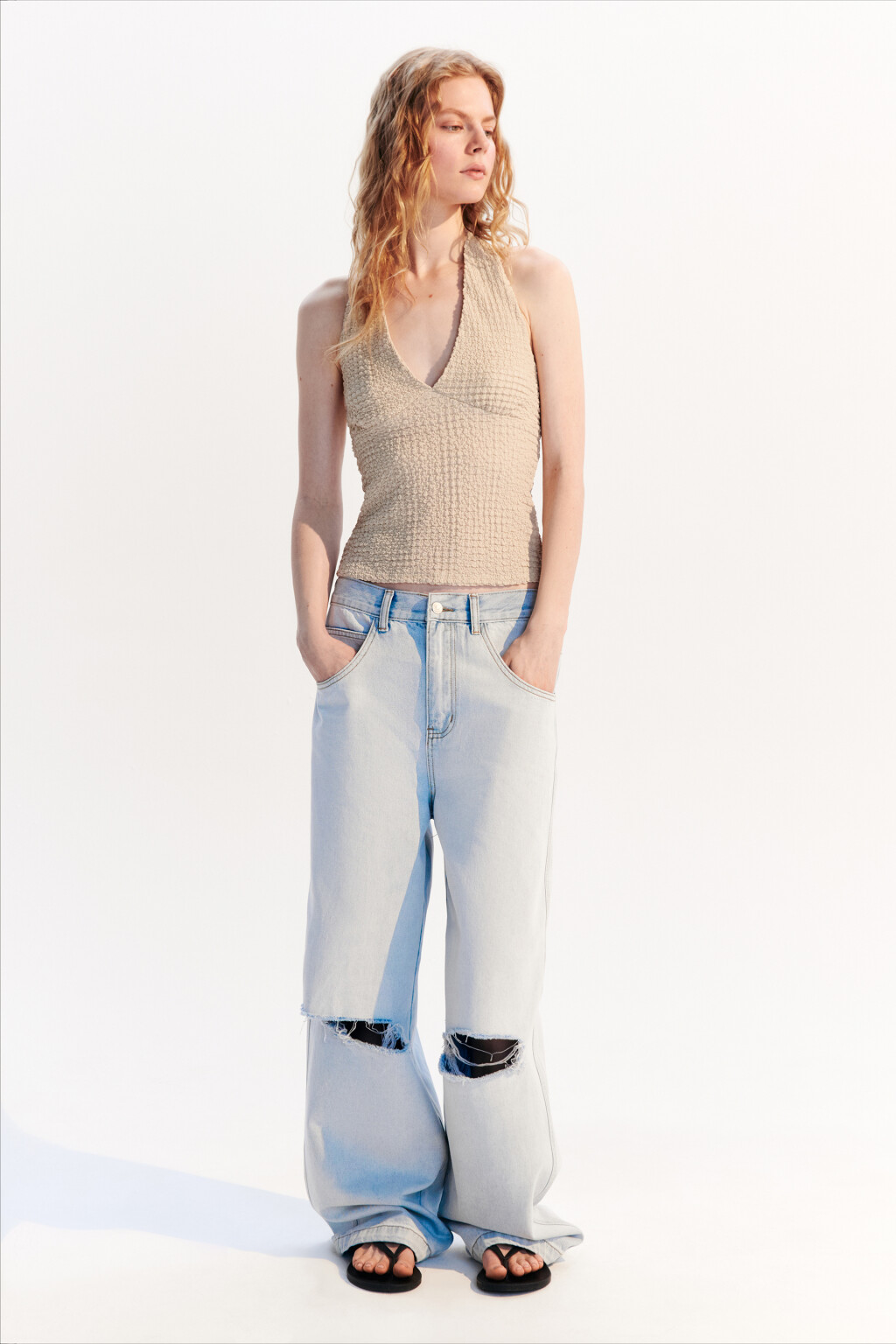 Топ облегающий с открытой спиной - цвет молочный - 4