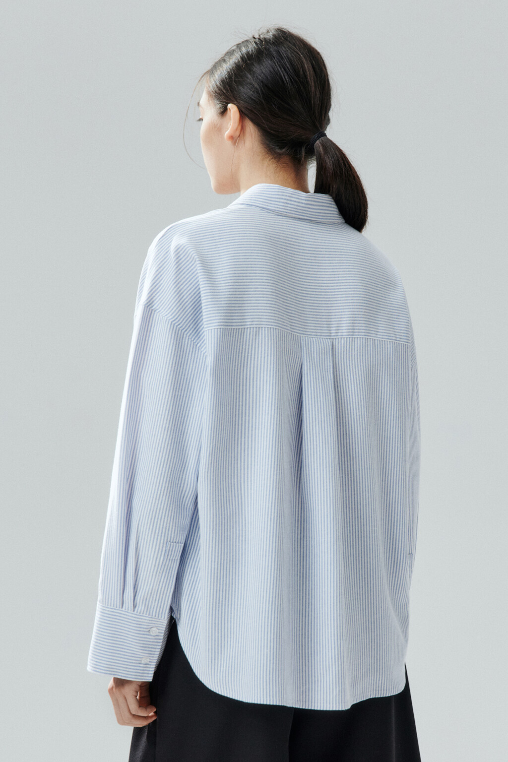 Рубашка oversize в полоску - цвет голубой - 3