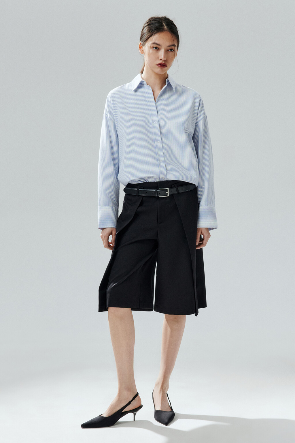 Рубашка oversize в полоску - цвет голубой - 4