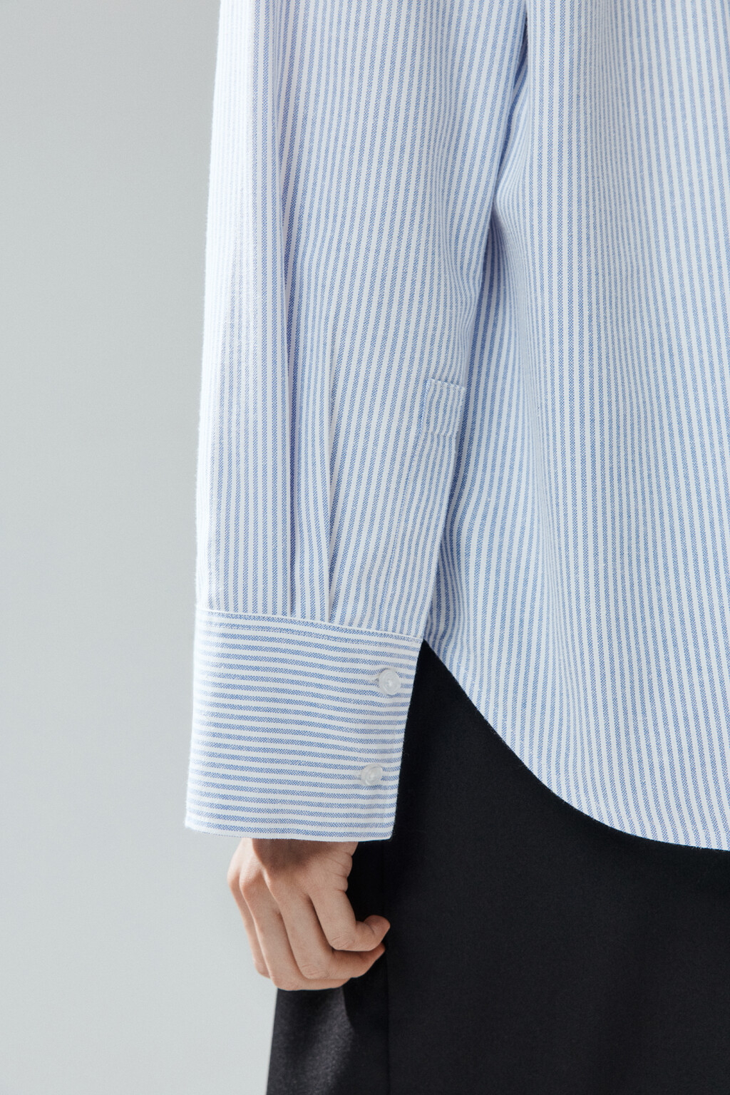 Рубашка oversize в полоску - цвет голубой - 6
