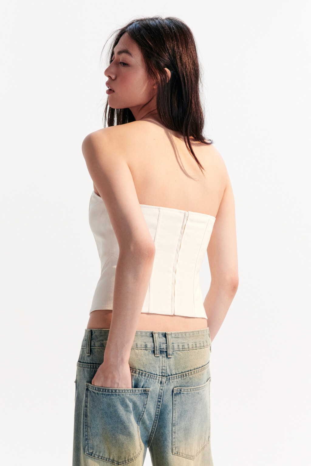 Топ-корсет со шнуровкой - цвет молочный - 3