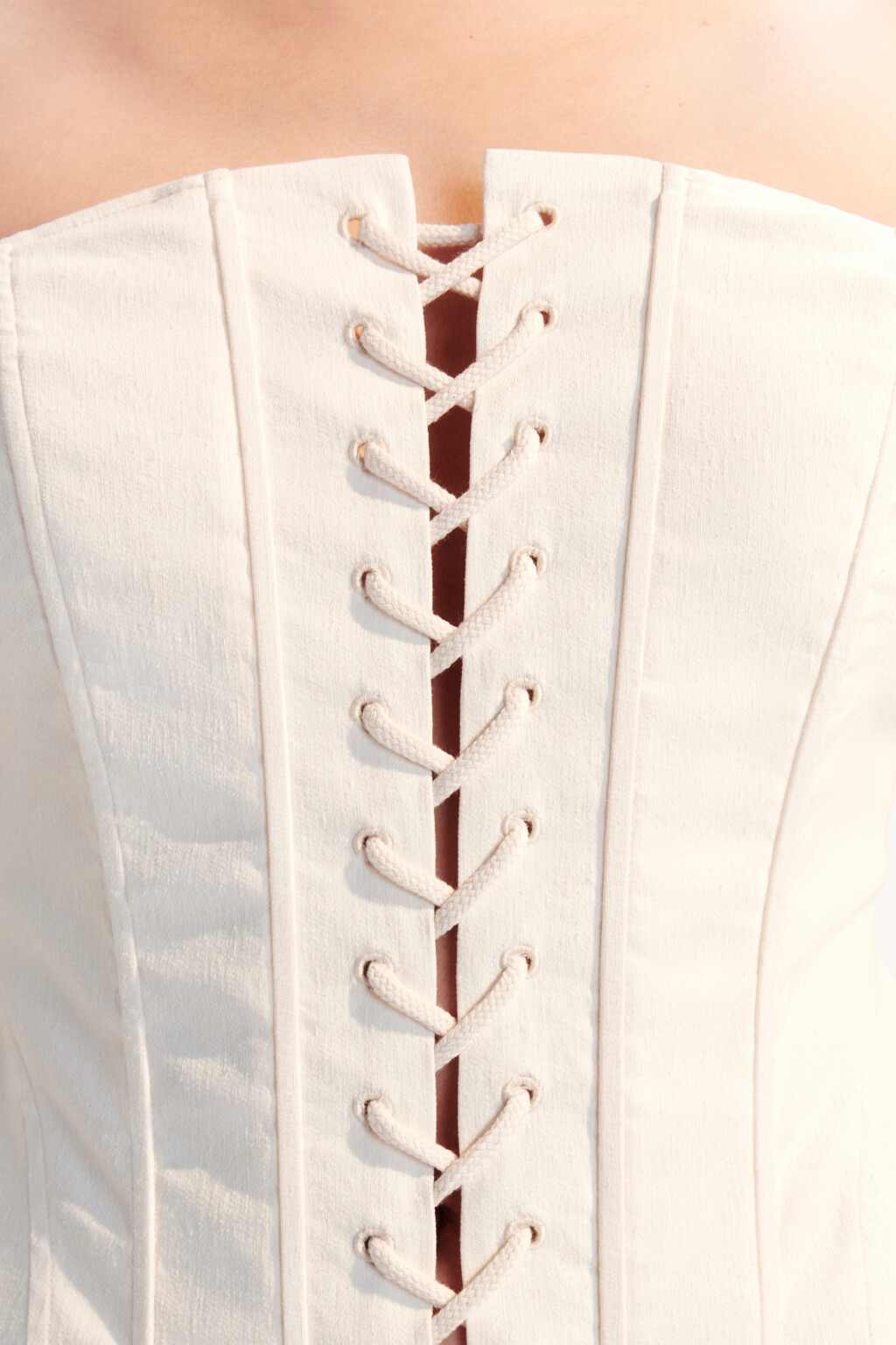 Топ-корсет со шнуровкой - цвет молочный - 5