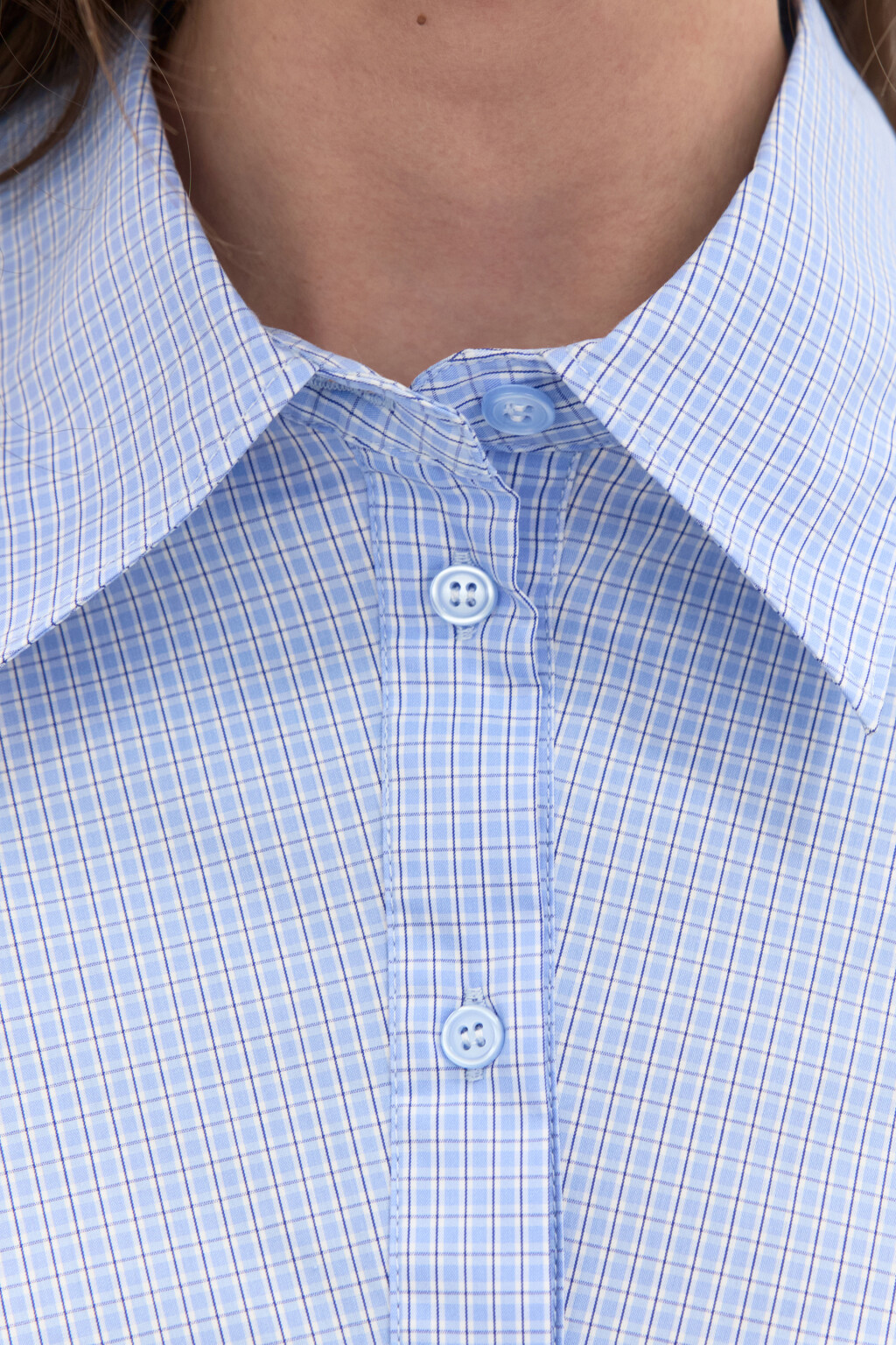 Рубашка приталенная в клетку - цвет голубой - 5