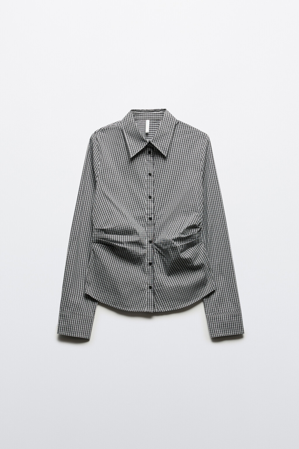 Рубашка приталенная в клетку - цвет черный - 7