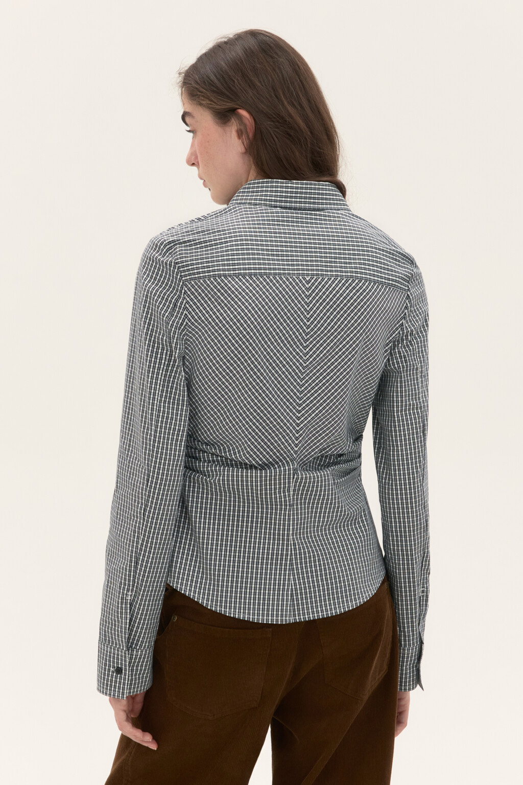 Рубашка приталенная в клетку - цвет черный - 3