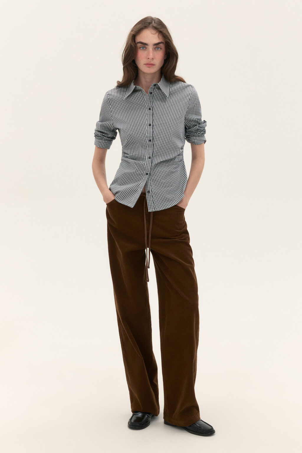 Рубашка приталенная в клетку - цвет черный - 4