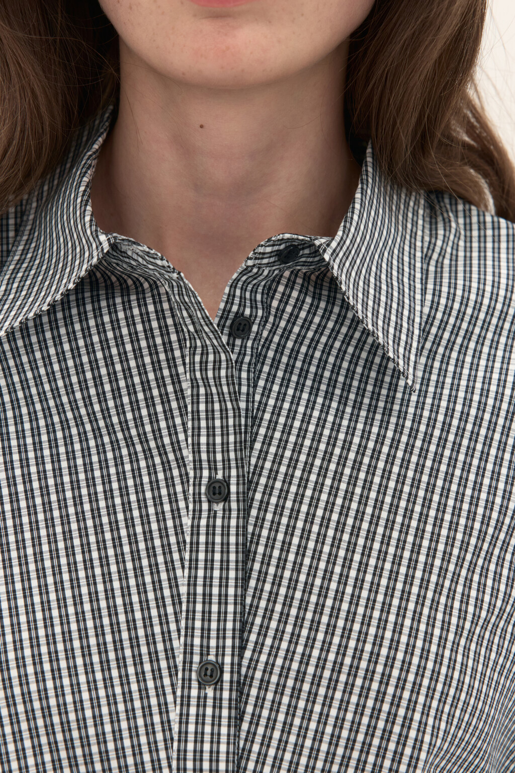 Рубашка приталенная в клетку - цвет черный - 5