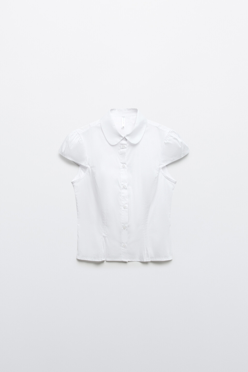 Рубашка приталенная хлопковая с рукавами-крылышками - цвет белый - 1