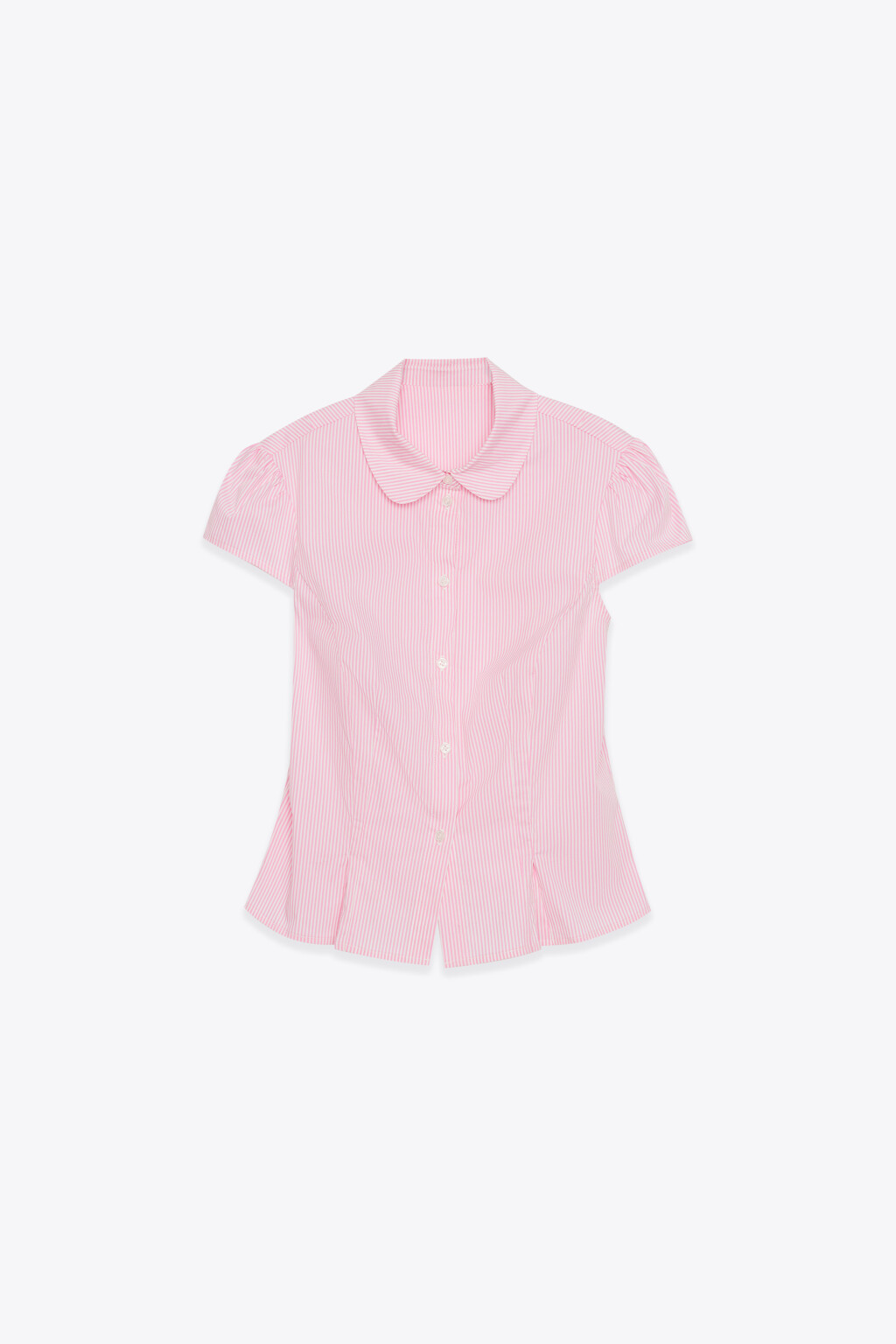 Рубашка приталенная хлопковая с рукавами-крылышками - цвет розовый - 7