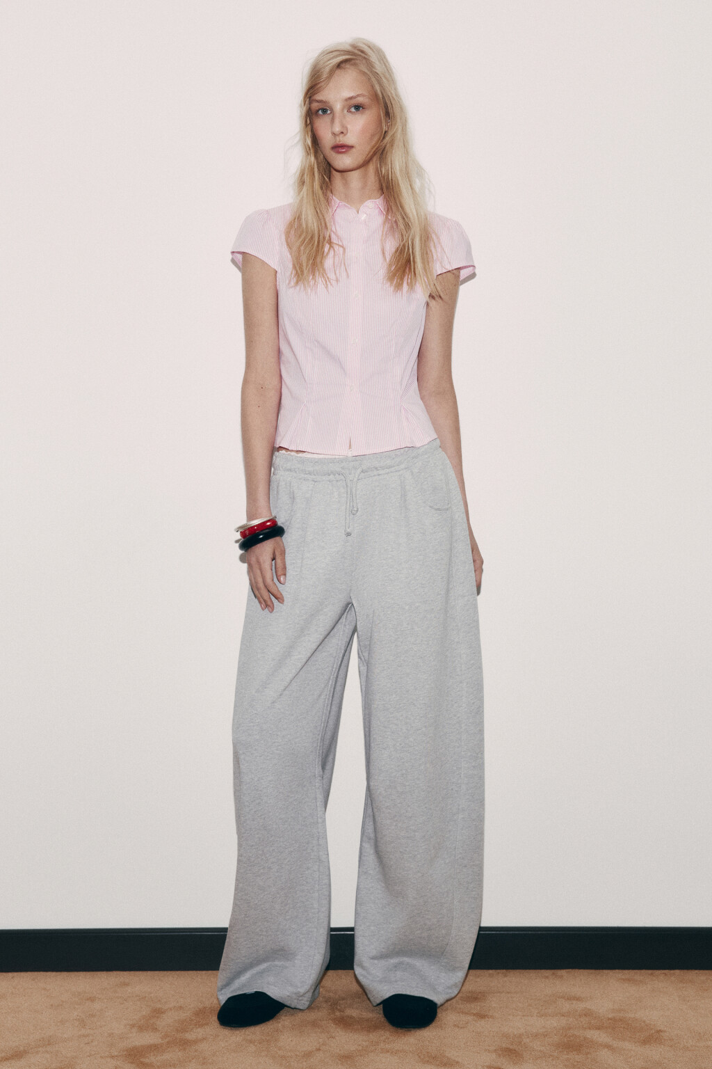 Рубашка приталенная хлопковая с рукавами-крылышками - цвет розовый - 4