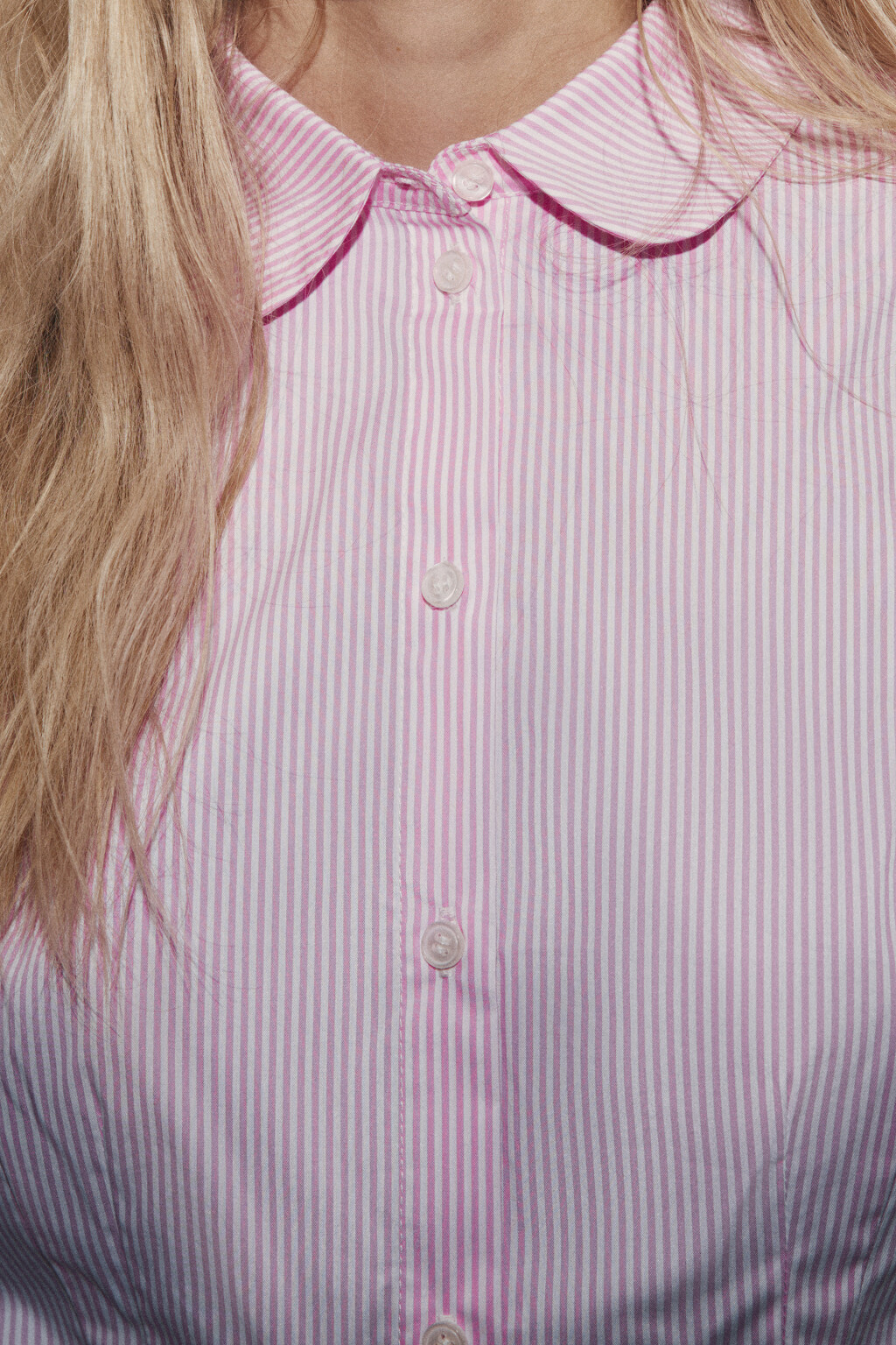 Рубашка приталенная хлопковая с рукавами-крылышками - цвет розовый - 5